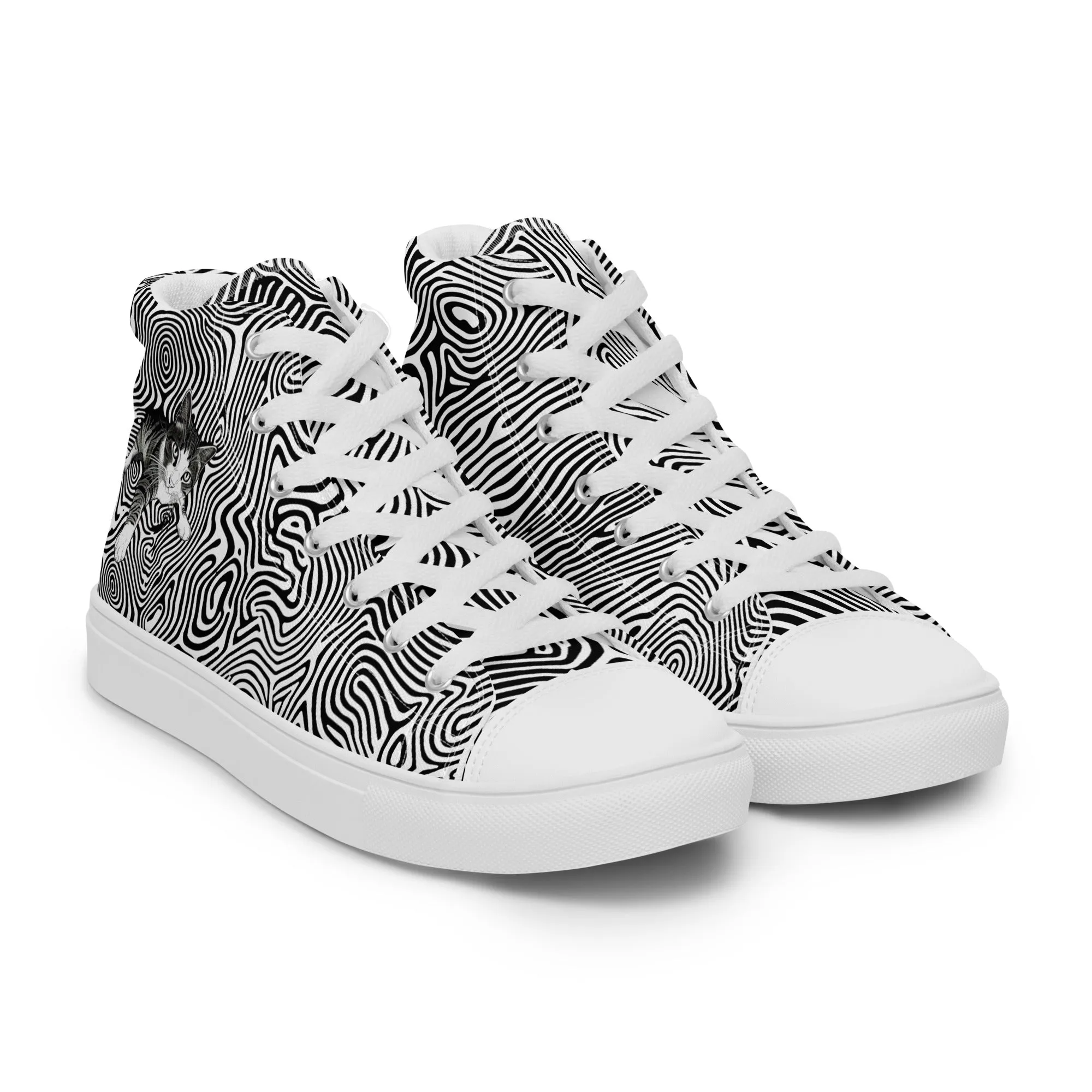 Cat Illusionist Women’s high top canvas shoes