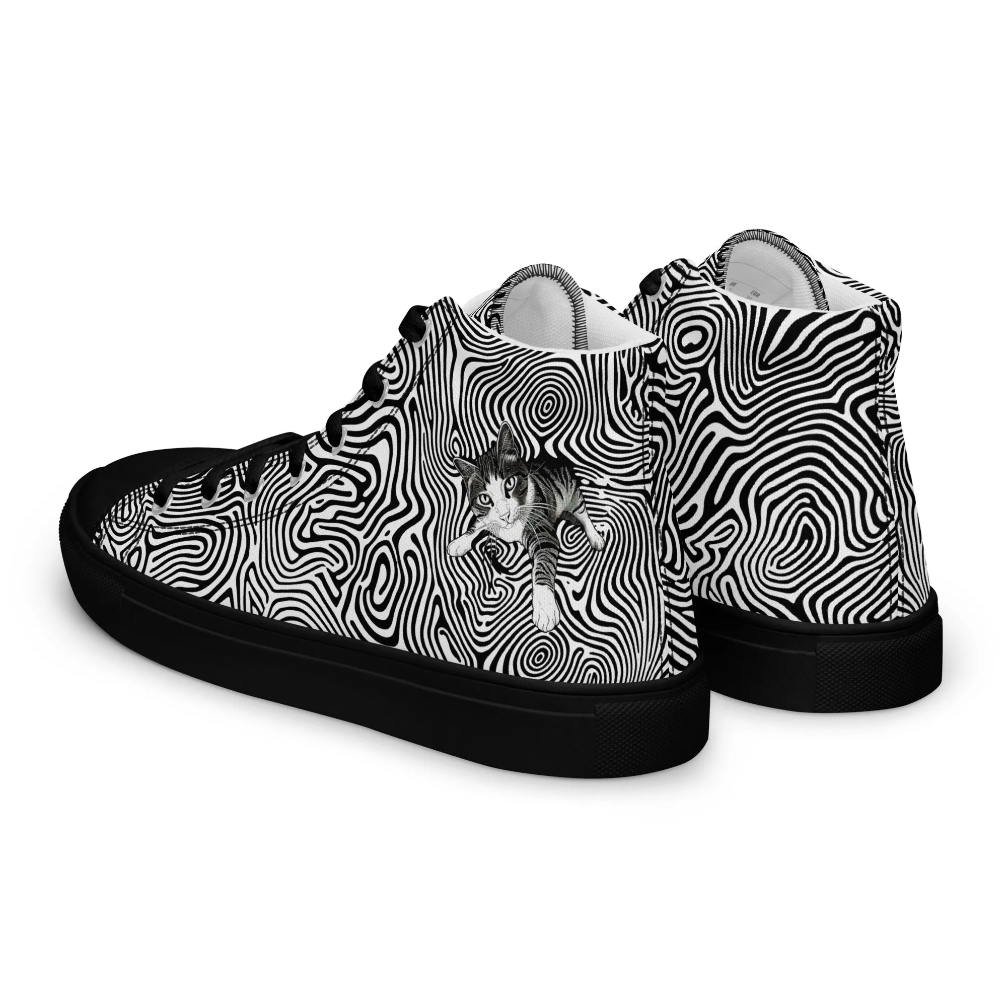 Cat Illusionist Women’s high top canvas shoes