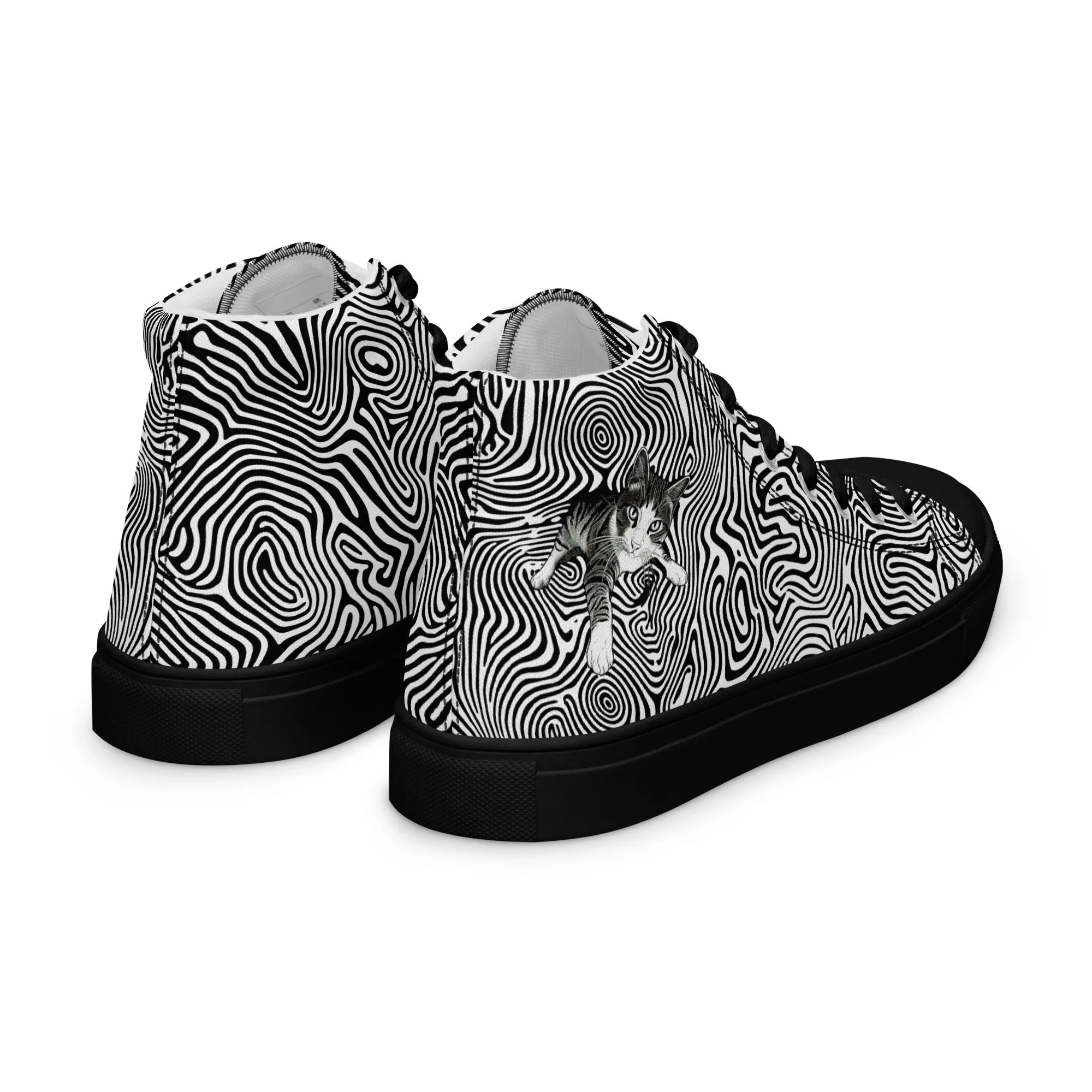 Cat Illusionist Women’s high top canvas shoes