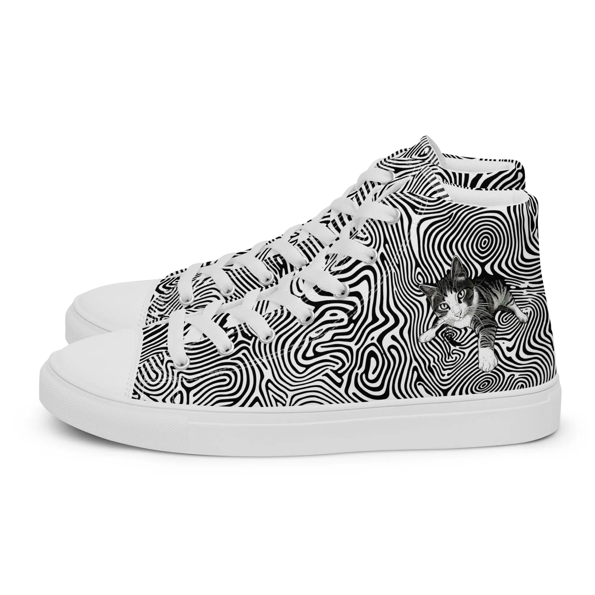 Cat Illusionist Women’s high top canvas shoes