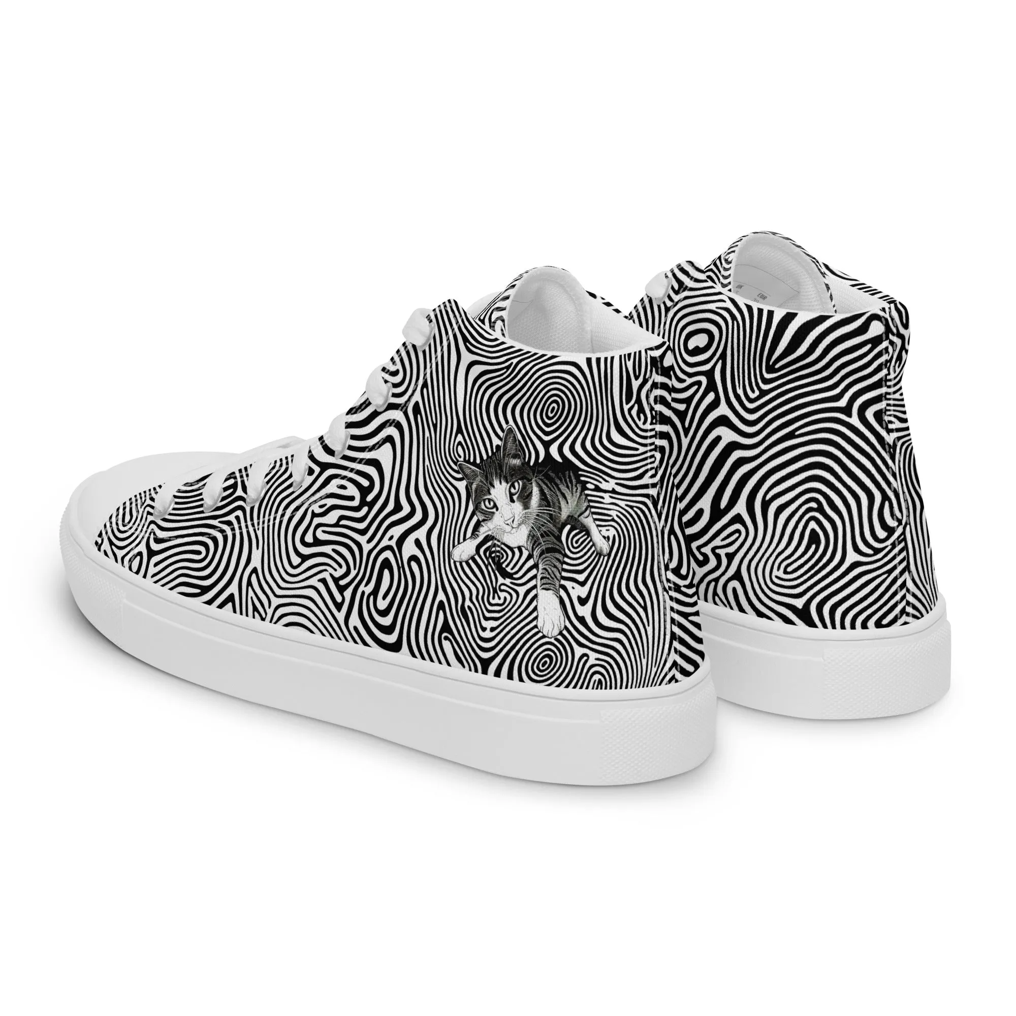 Cat Illusionist Women’s high top canvas shoes