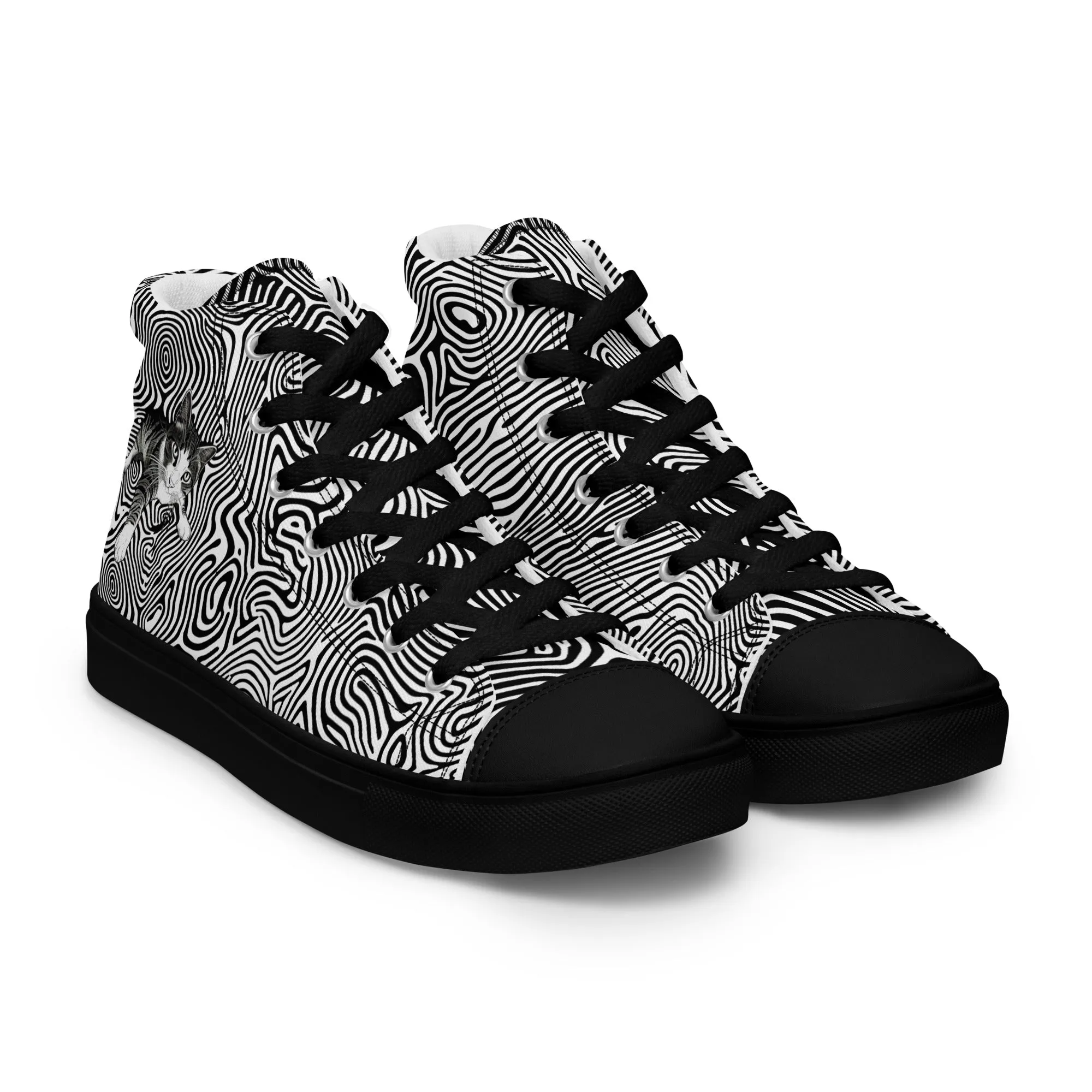 Cat Illusionist Women’s high top canvas shoes