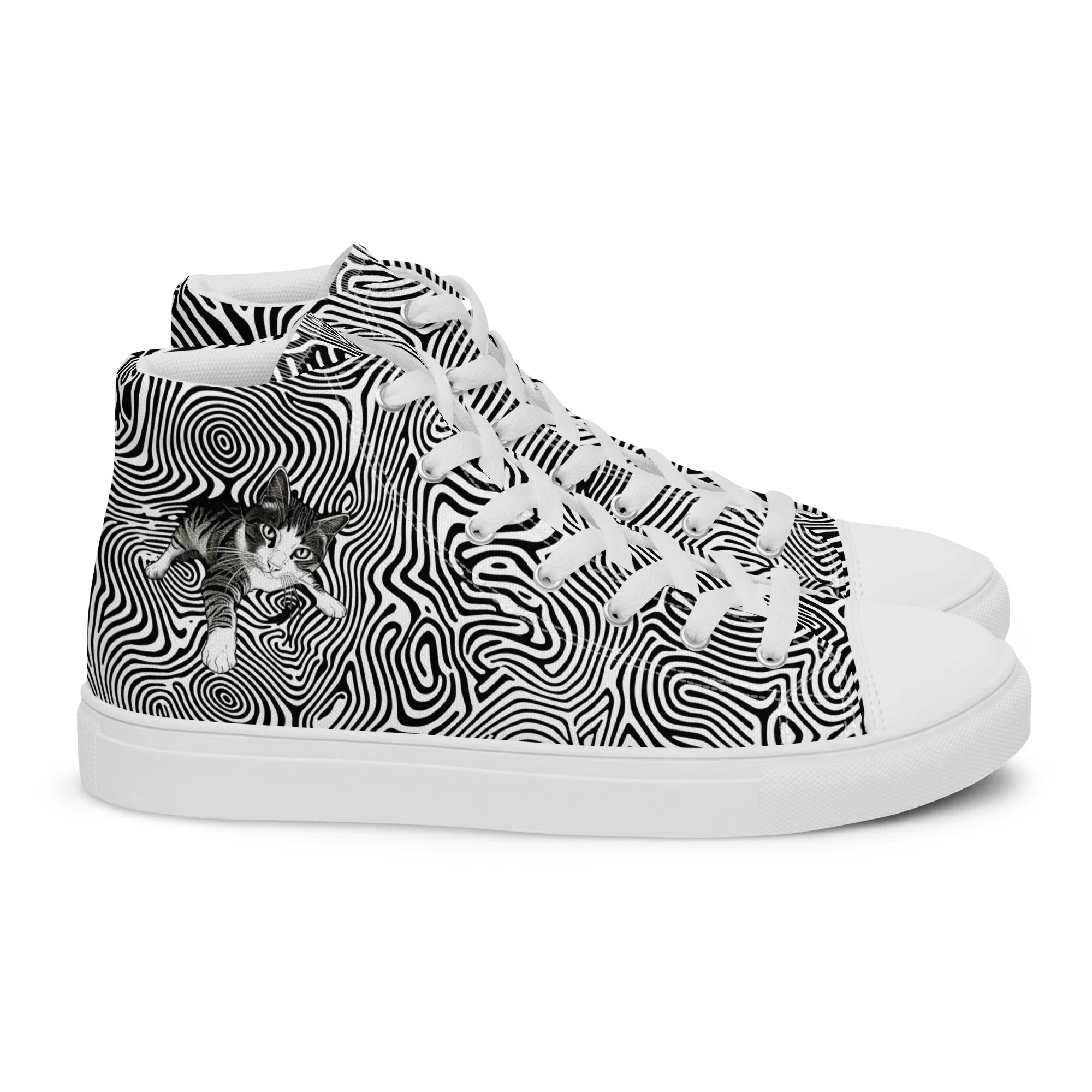 Cat Illusionist Women’s high top canvas shoes