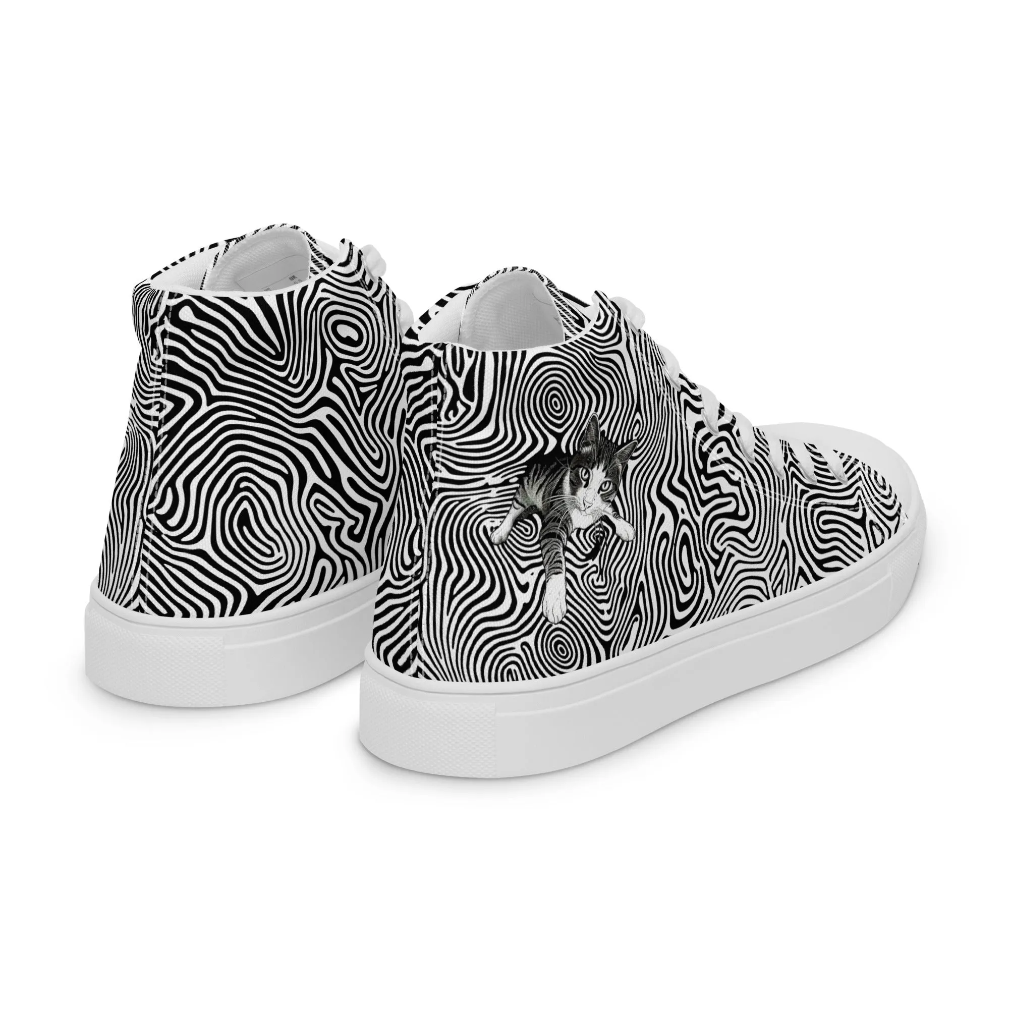 Cat Illusionist Women’s high top canvas shoes