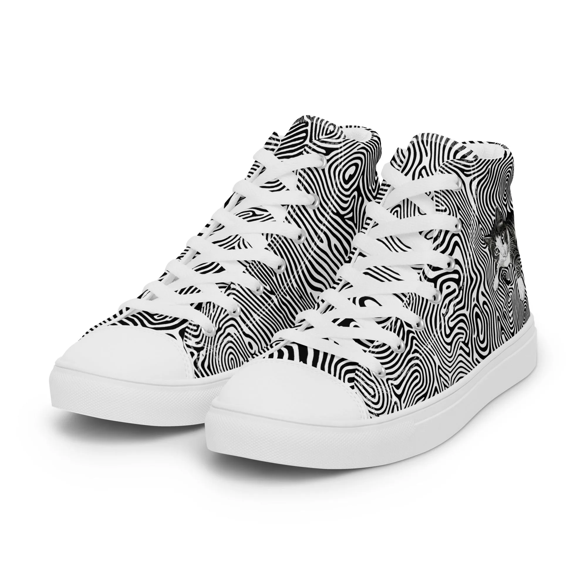 Cat Illusionist Women’s high top canvas shoes