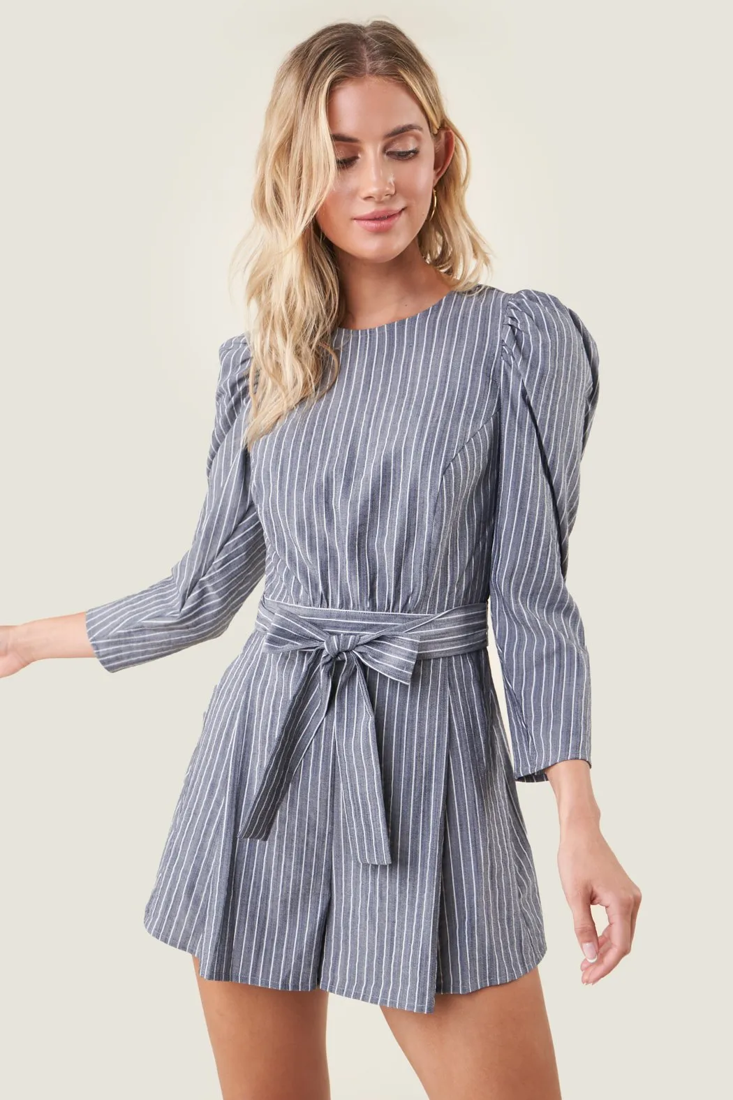 Charlie Striped Open Back Romper