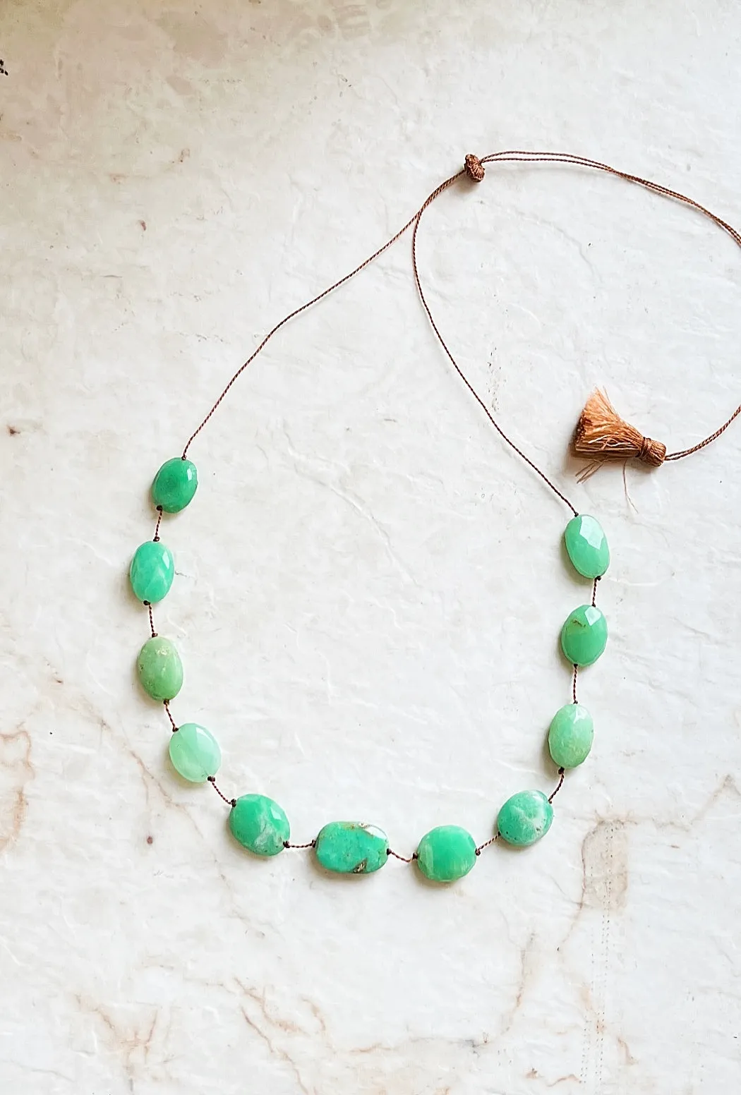 Chrysoprase Tassel Necklace