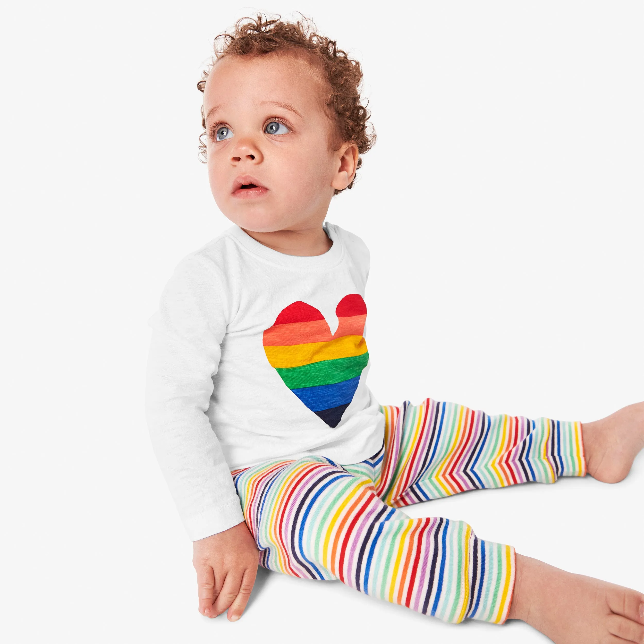 Clearance baby long sleeve rainbow heart tee