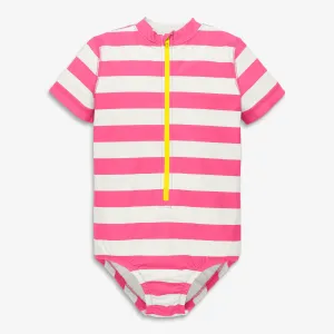 Clearance short sleeve one-piece rash guard in stripe