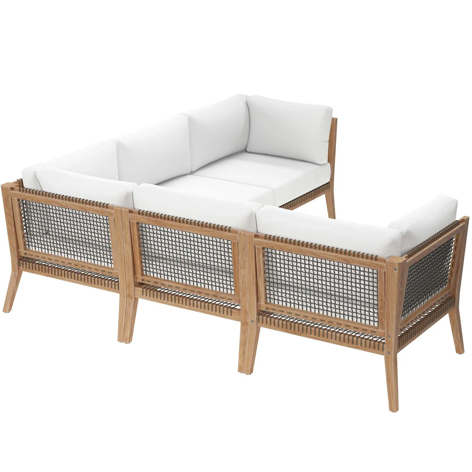 Clearwater Outdoor Patio Teak Wood 5-Piece Sectional Sofa by Modway