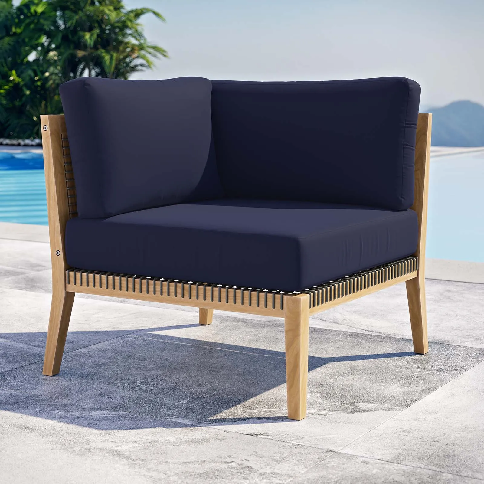 Clearwater Outdoor Patio Teak Wood Corner Chair by Modway