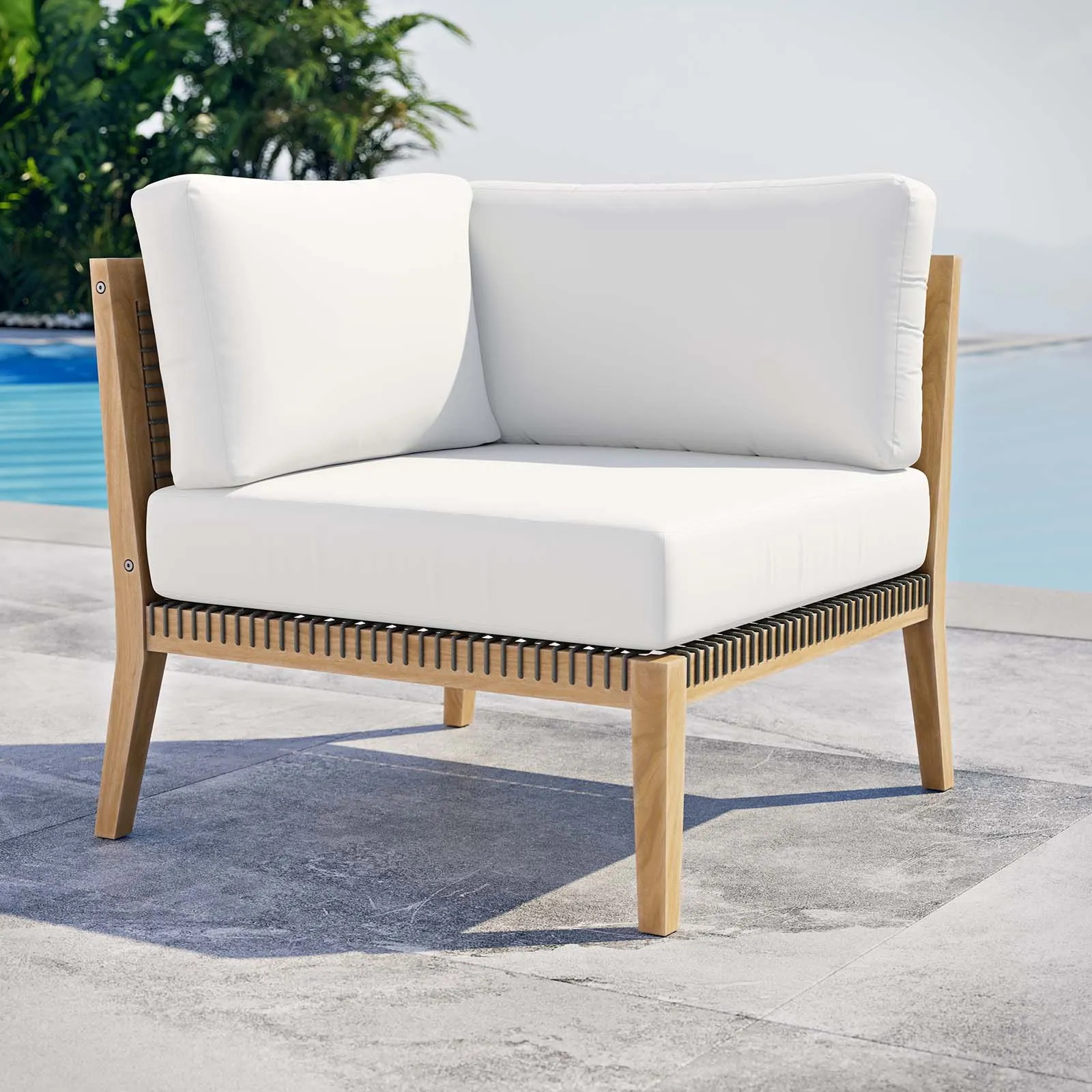 Clearwater Outdoor Patio Teak Wood Corner Chair by Modway