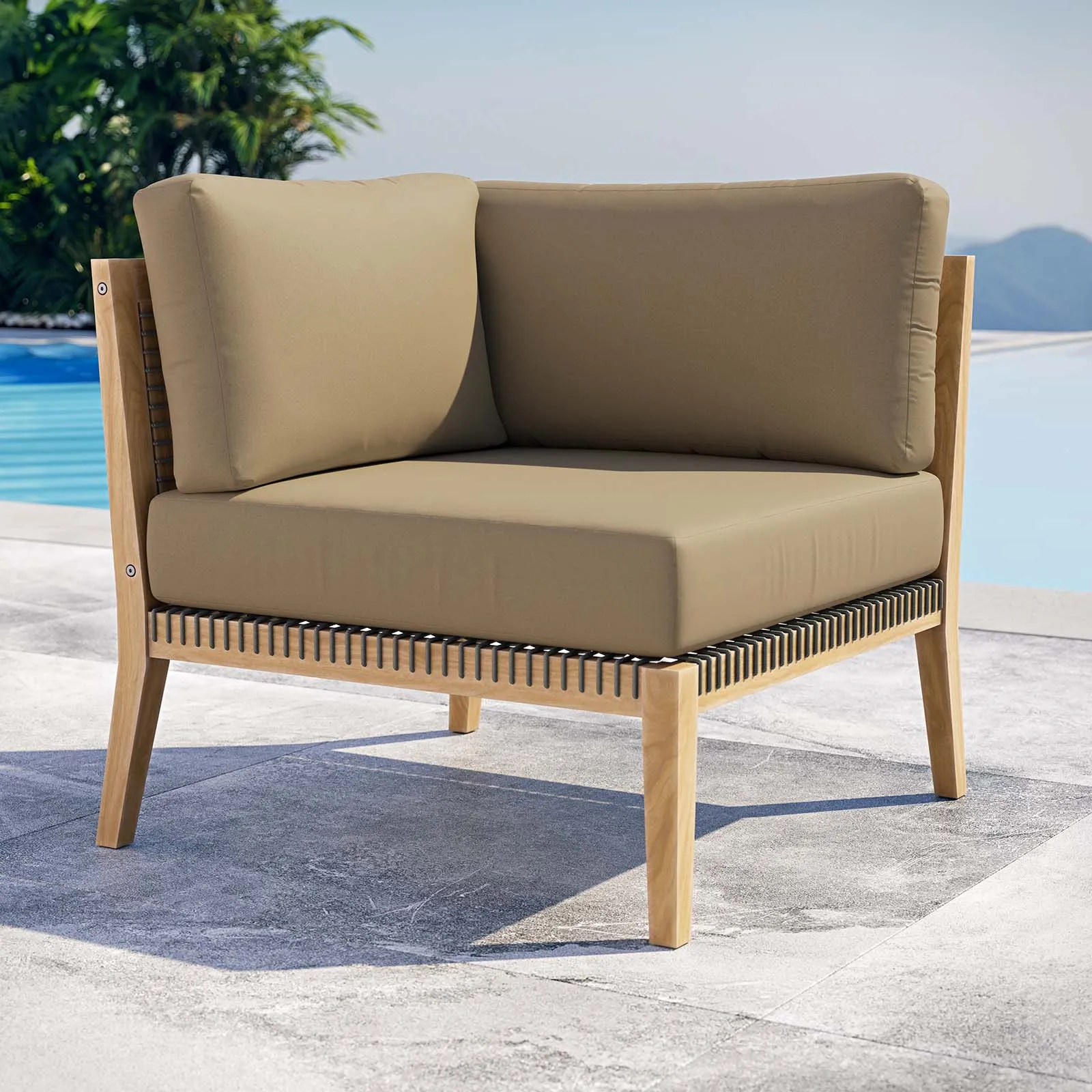 Clearwater Outdoor Patio Teak Wood Corner Chair by Modway