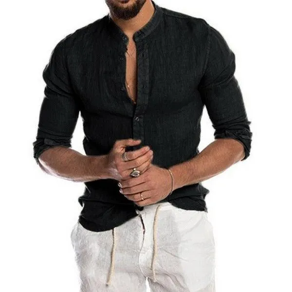 Collar Long Sleeve Men's Shirt