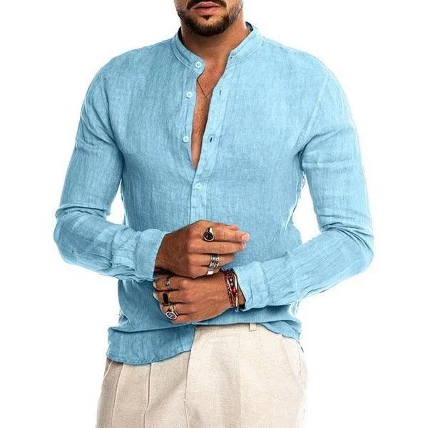 Collar Long Sleeve Men's Shirt