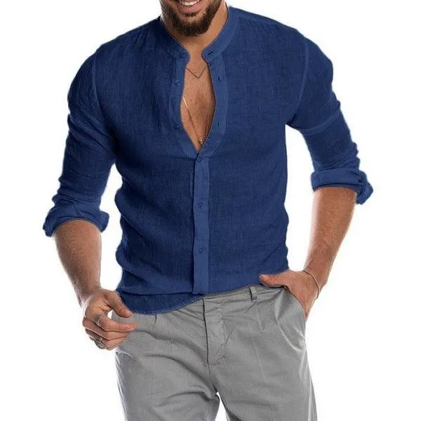 Collar Long Sleeve Men's Shirt