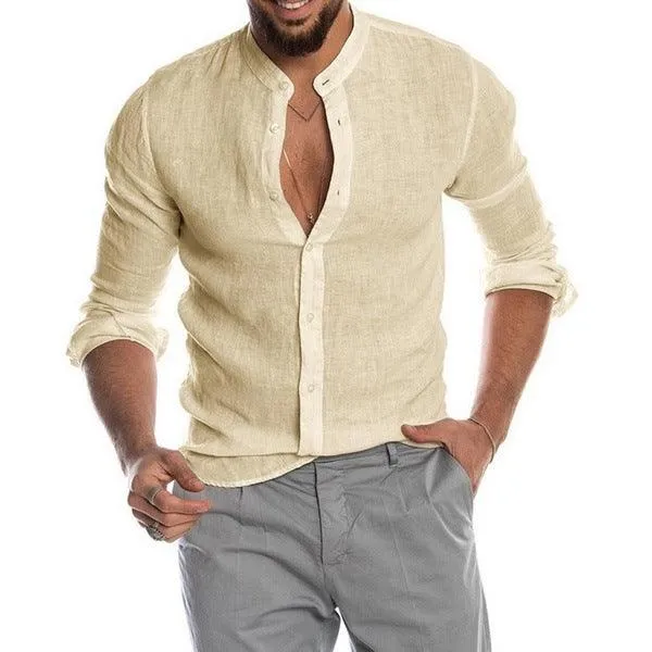 Collar Long Sleeve Men's Shirt