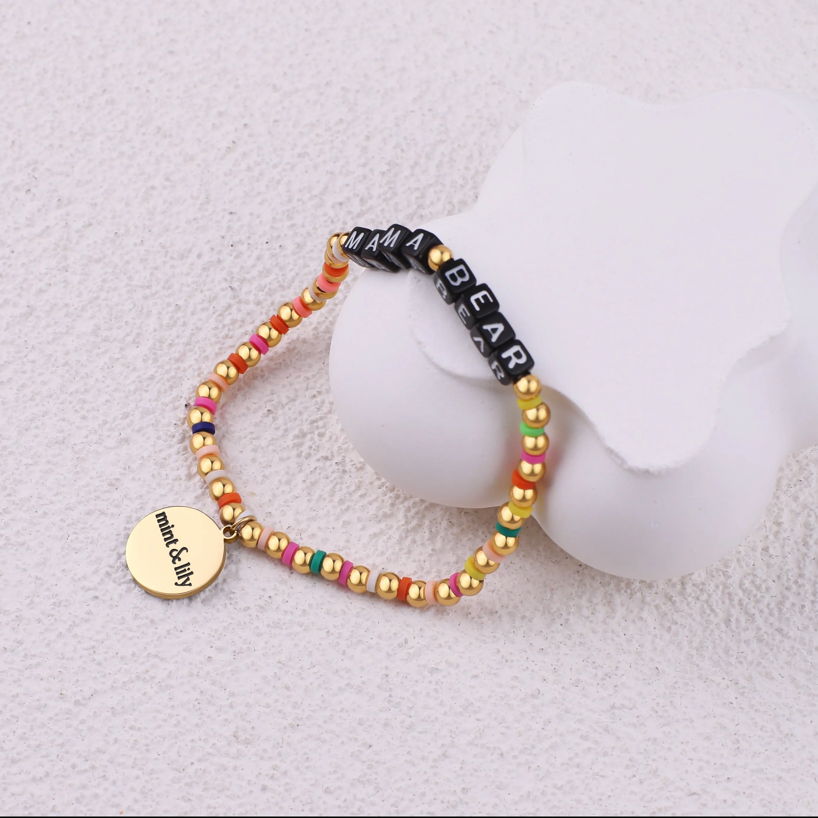 Custom Waterproof Gold Rainbow Beaded Friendship Bracelet