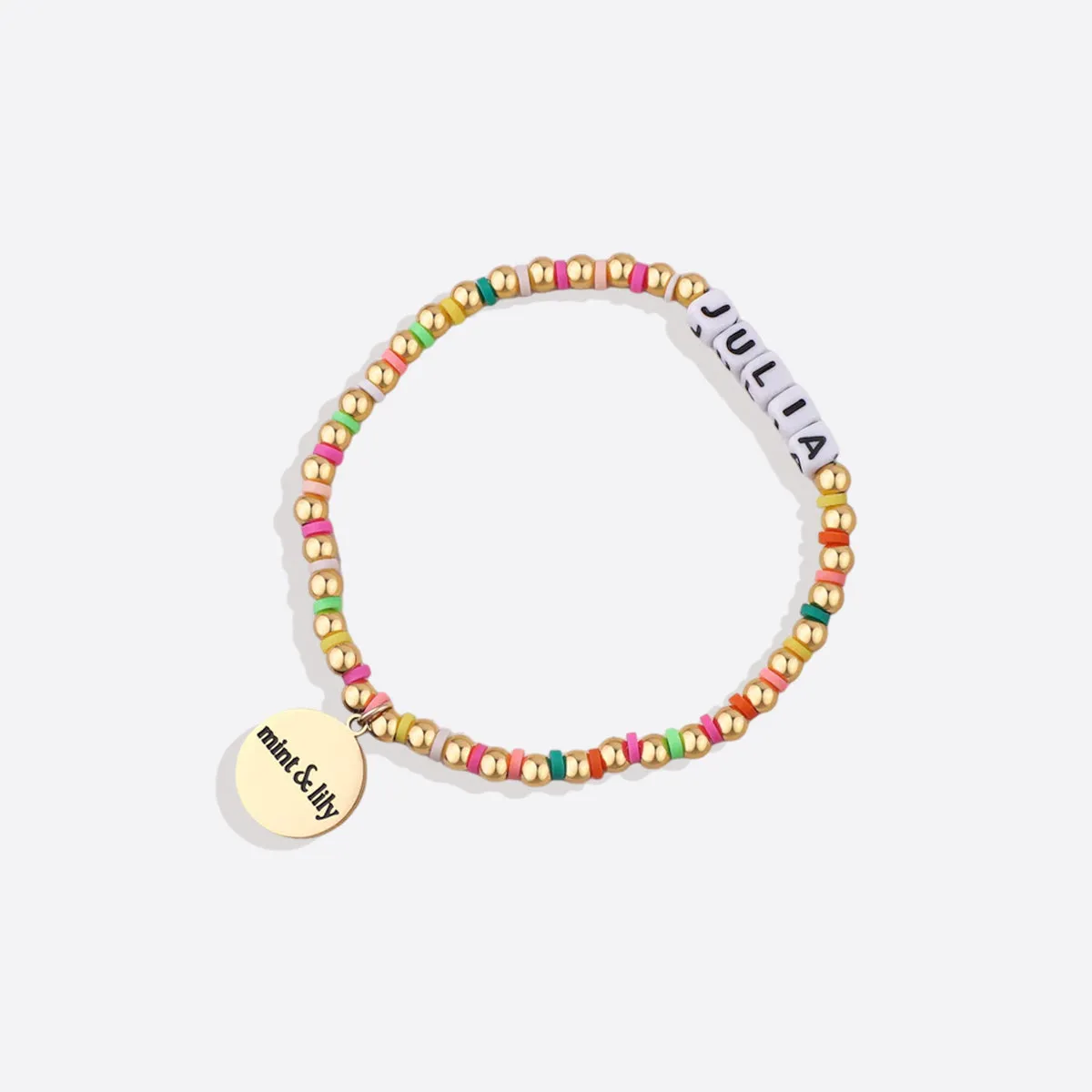 Custom Waterproof Gold Rainbow Beaded Friendship Bracelet