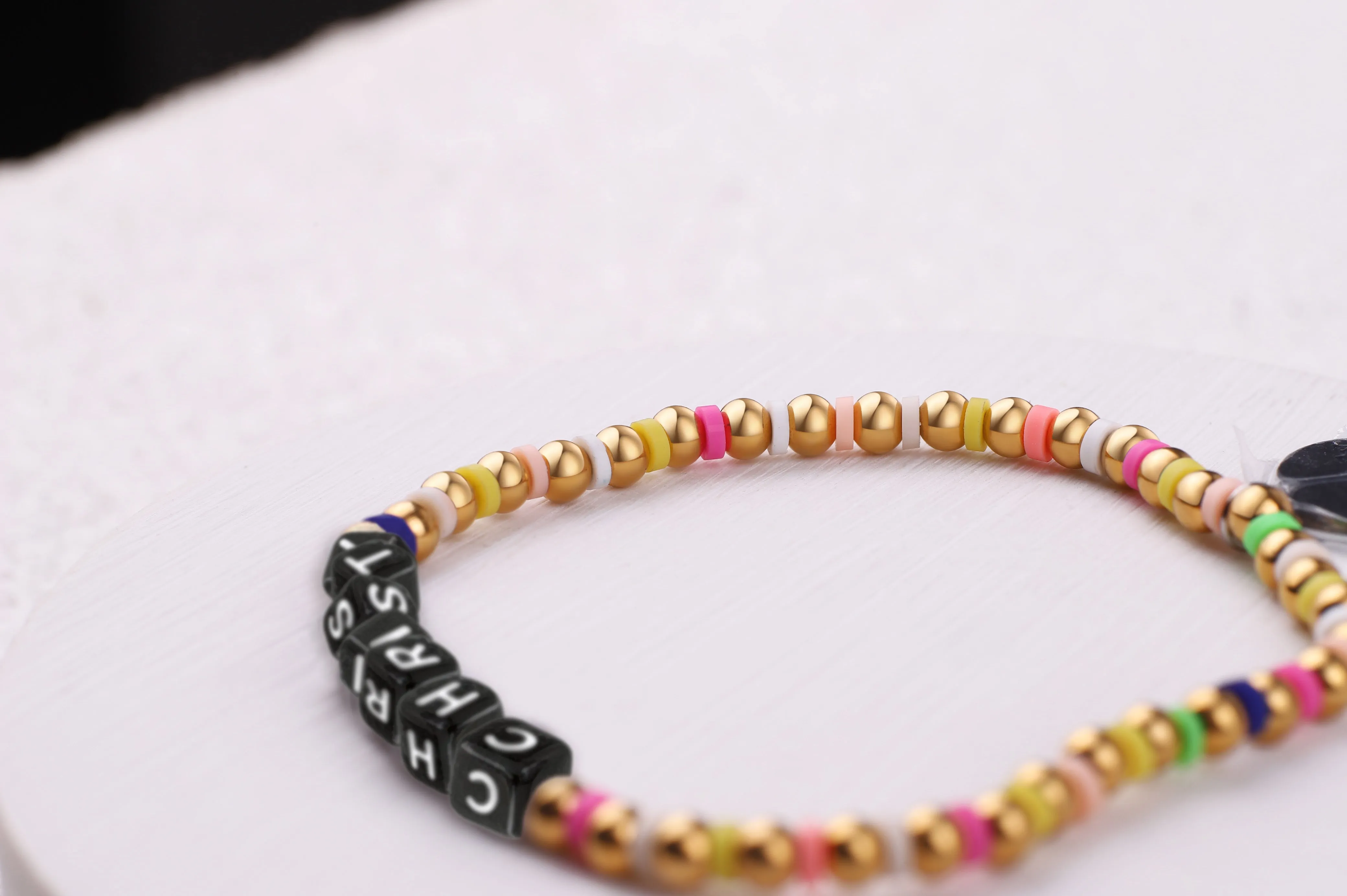 Custom Waterproof Gold Rainbow Beaded Friendship Bracelet