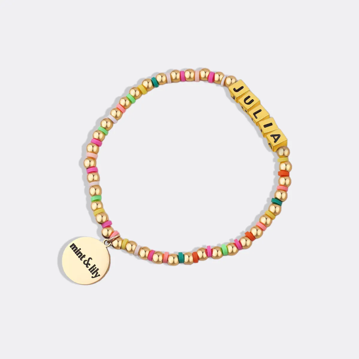 Custom Waterproof Gold Rainbow Beaded Friendship Bracelet