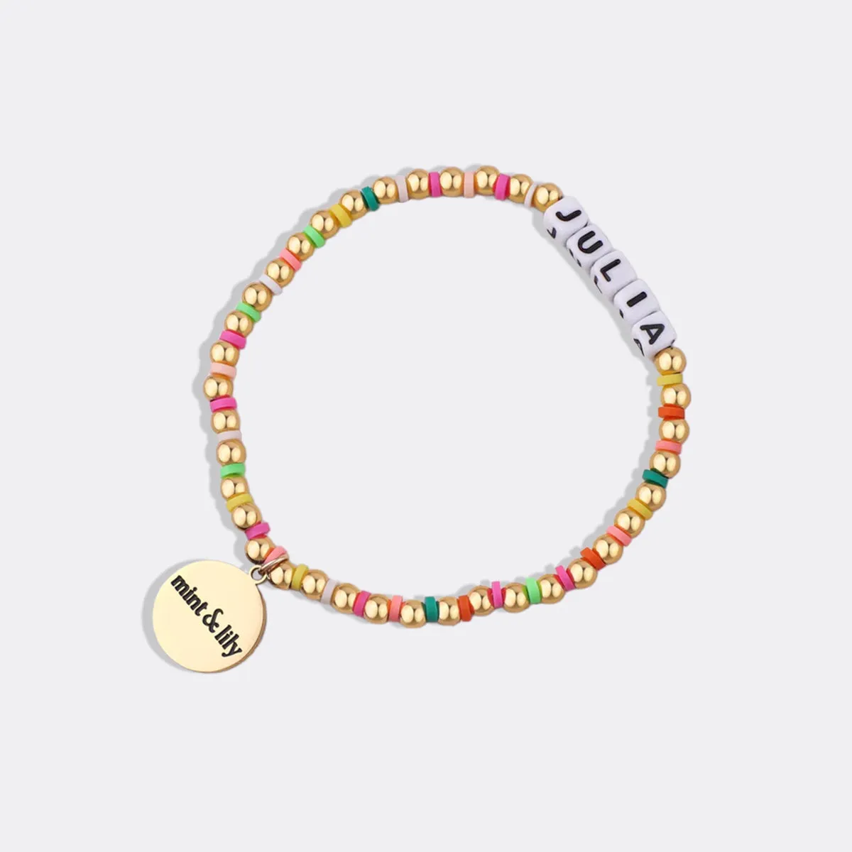 Custom Waterproof Gold Rainbow Beaded Friendship Bracelet