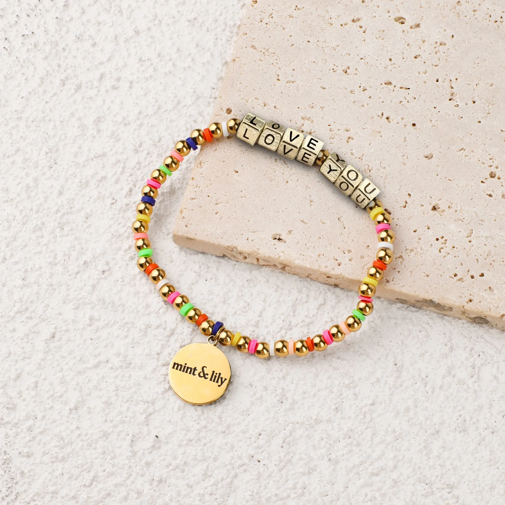 Custom Waterproof Gold Rainbow Beaded Friendship Bracelet