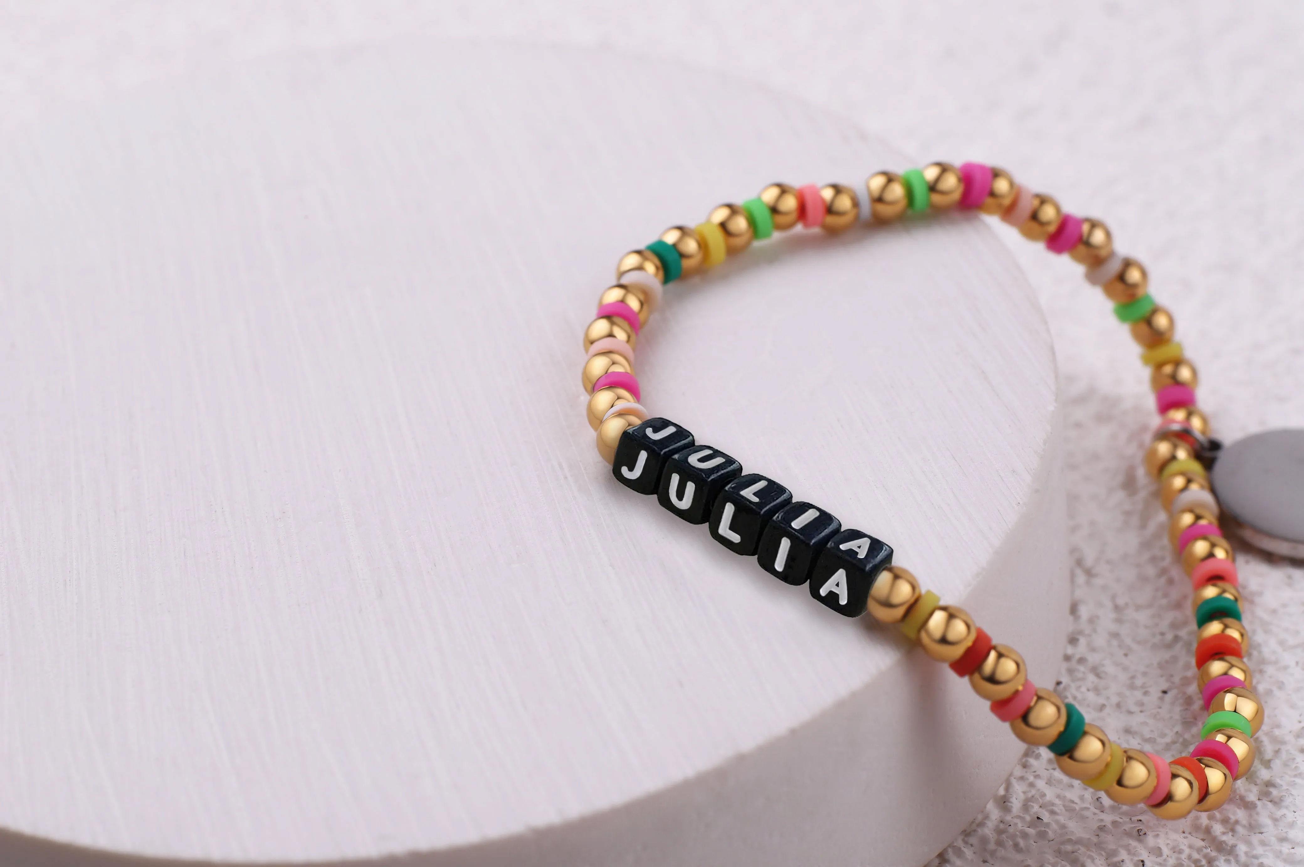 Custom Waterproof Gold Rainbow Beaded Friendship Bracelet