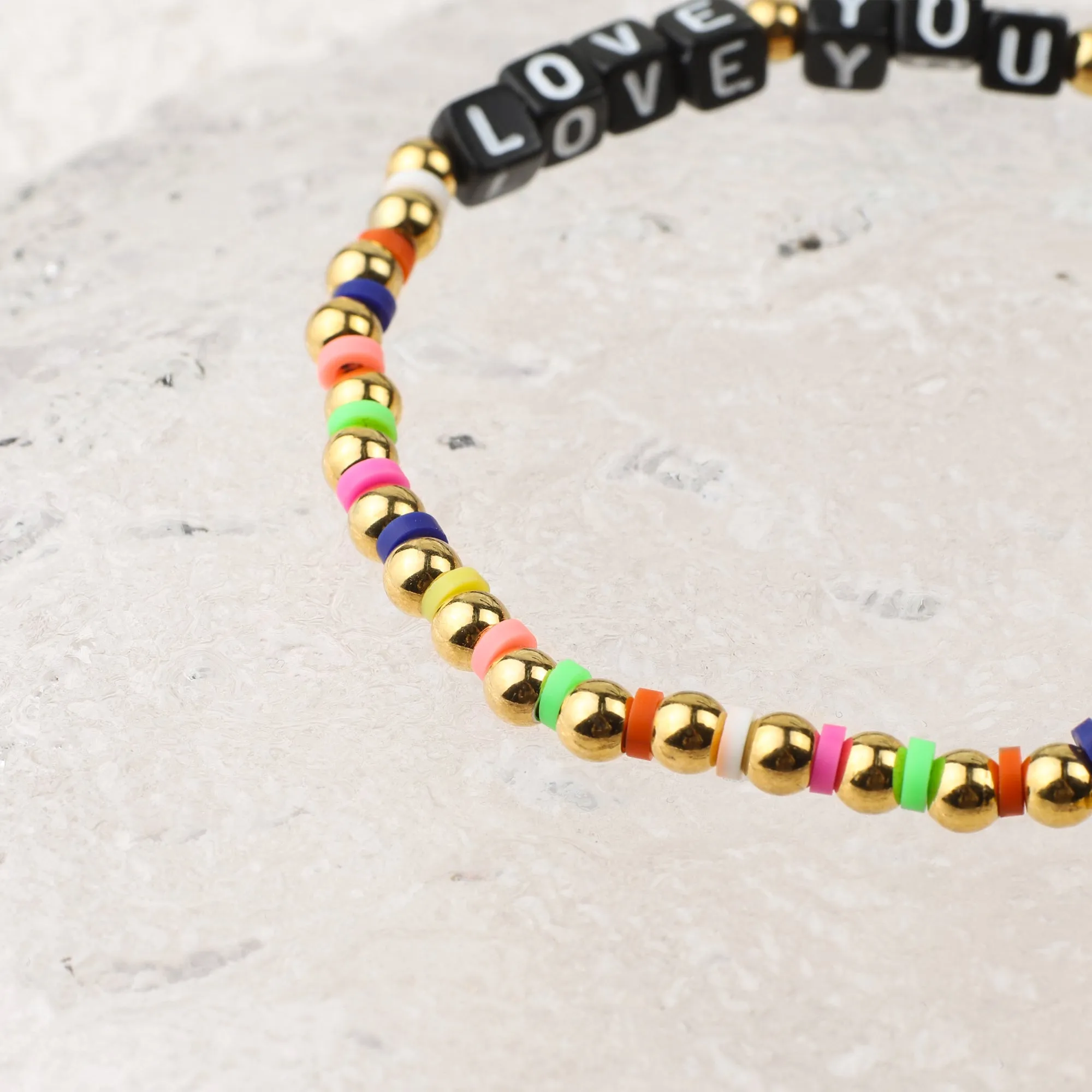 Custom Waterproof Gold Rainbow Beaded Friendship Bracelet