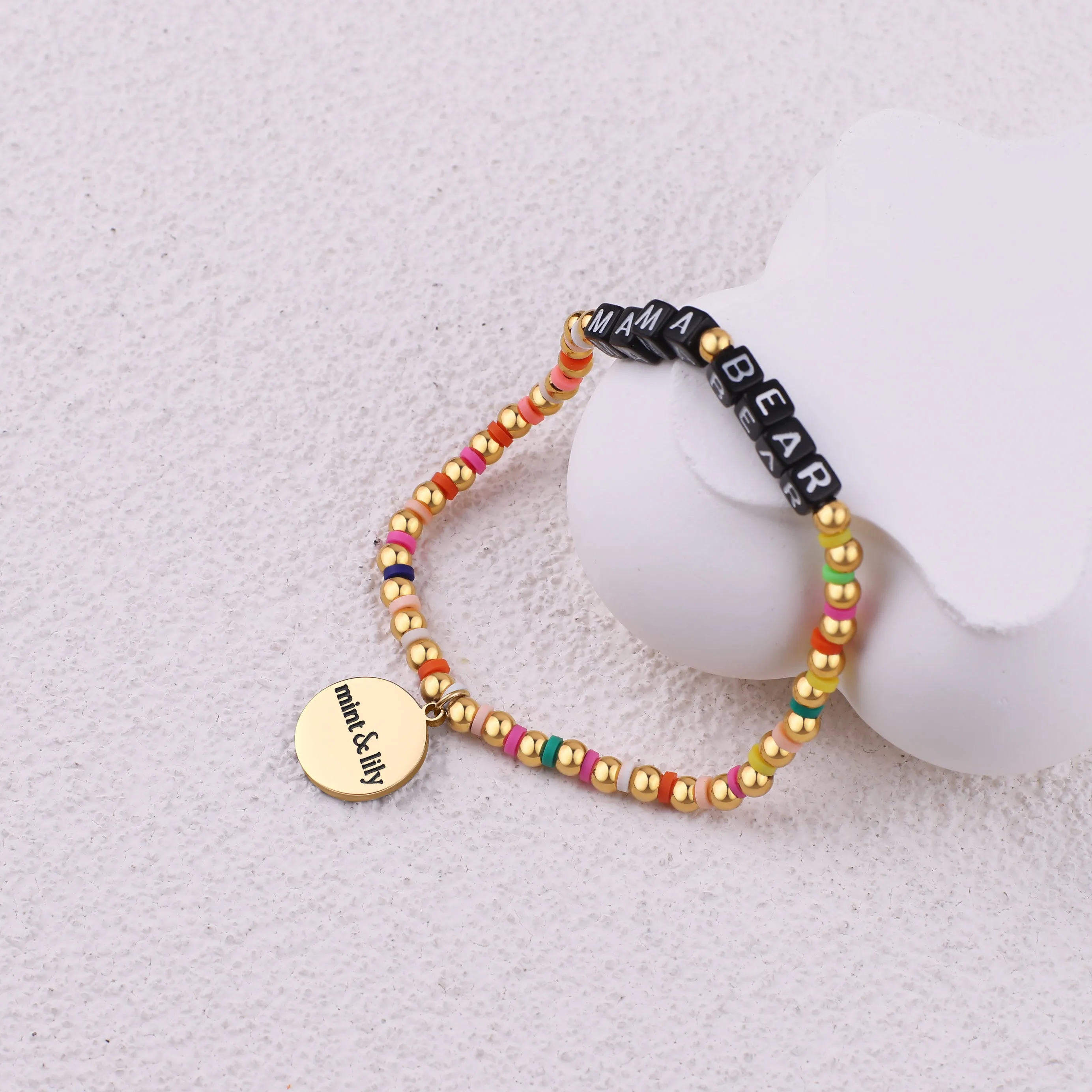 Custom Waterproof Gold Rainbow Beaded Friendship Bracelet