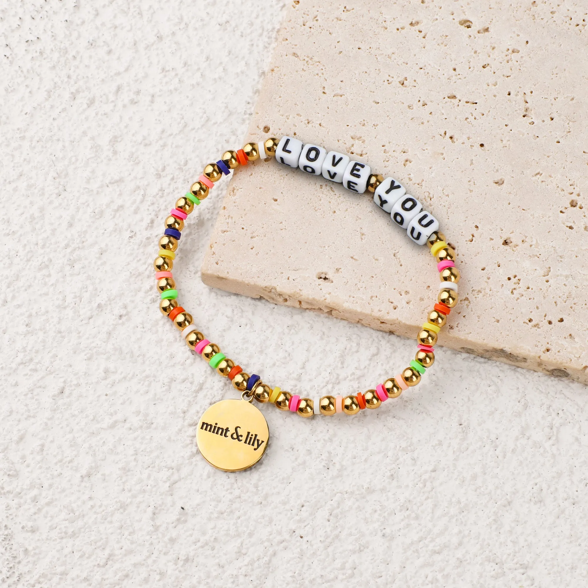 Custom Waterproof Gold Rainbow Beaded Friendship Bracelet