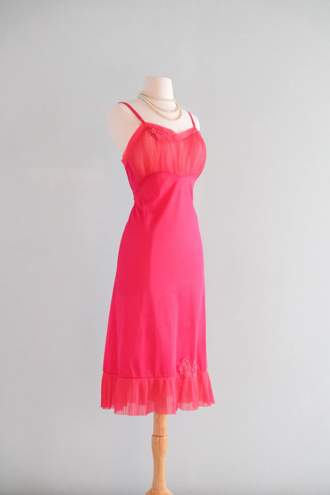 Darling 1950's Hot Pink Vintage Slip Dress / Sz S