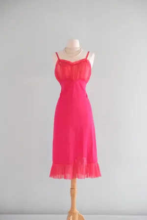 Darling 1950's Hot Pink Vintage Slip Dress / Sz S