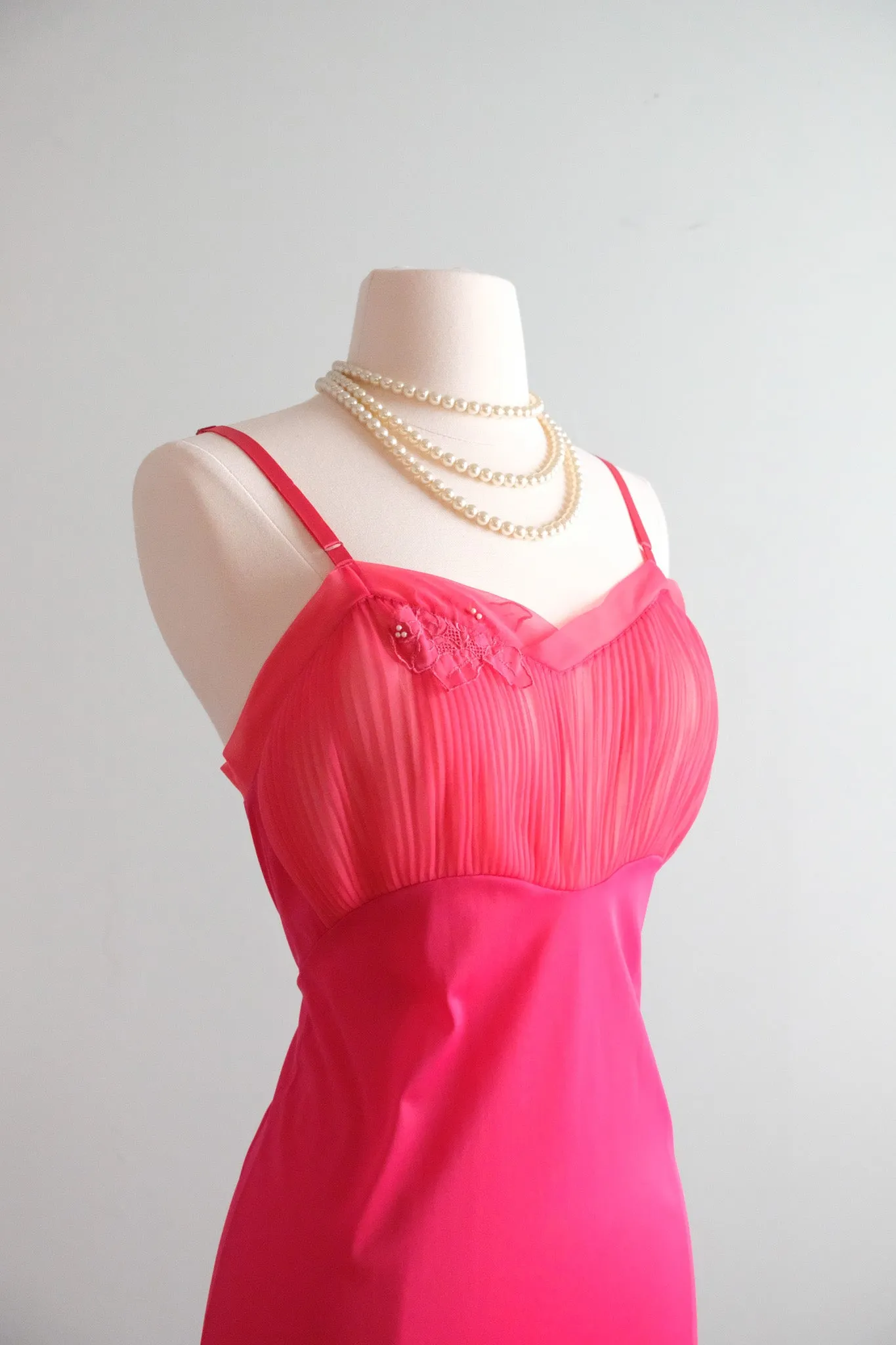 Darling 1950's Hot Pink Vintage Slip Dress / Sz S