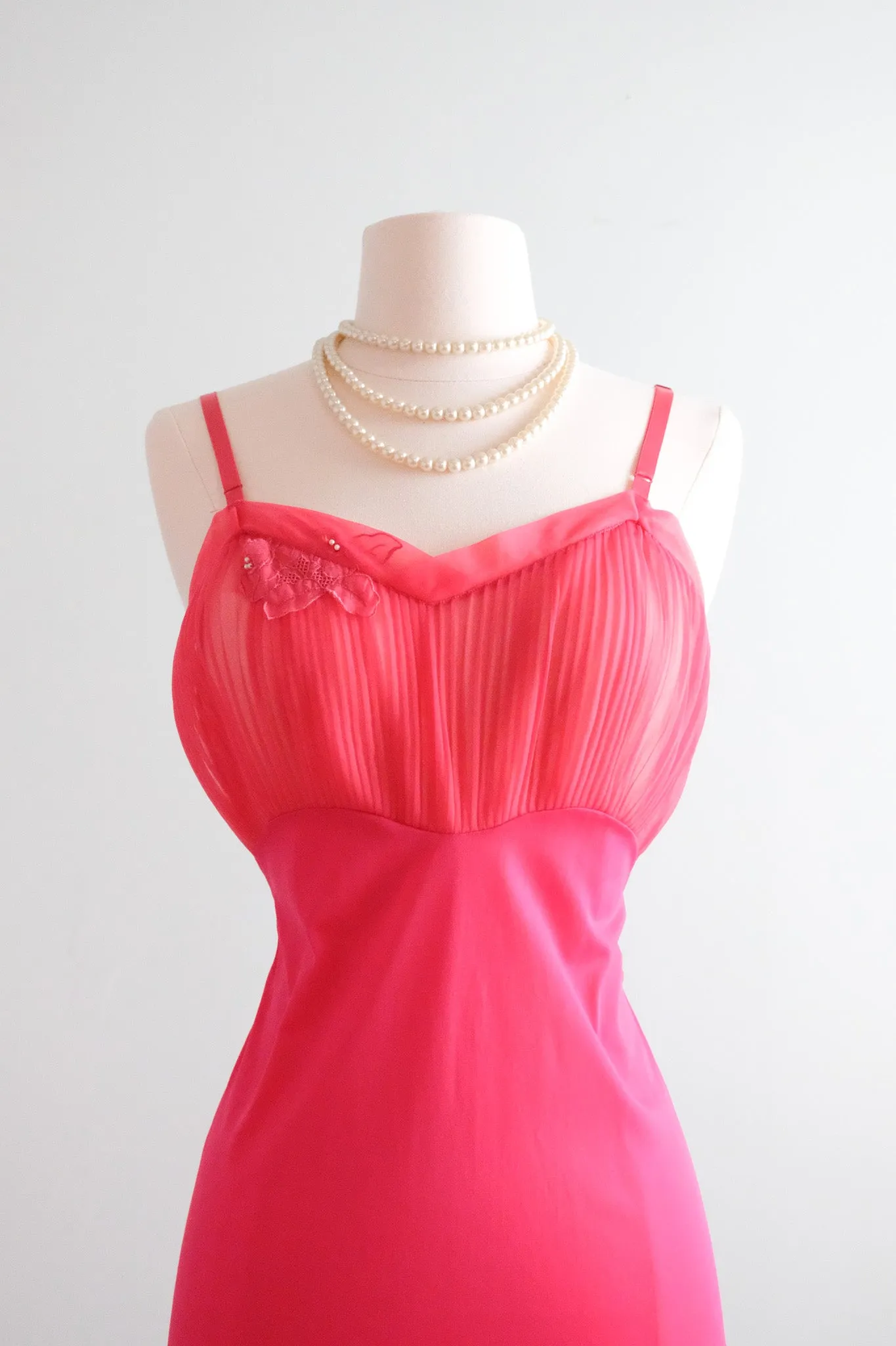 Darling 1950's Hot Pink Vintage Slip Dress / Sz S