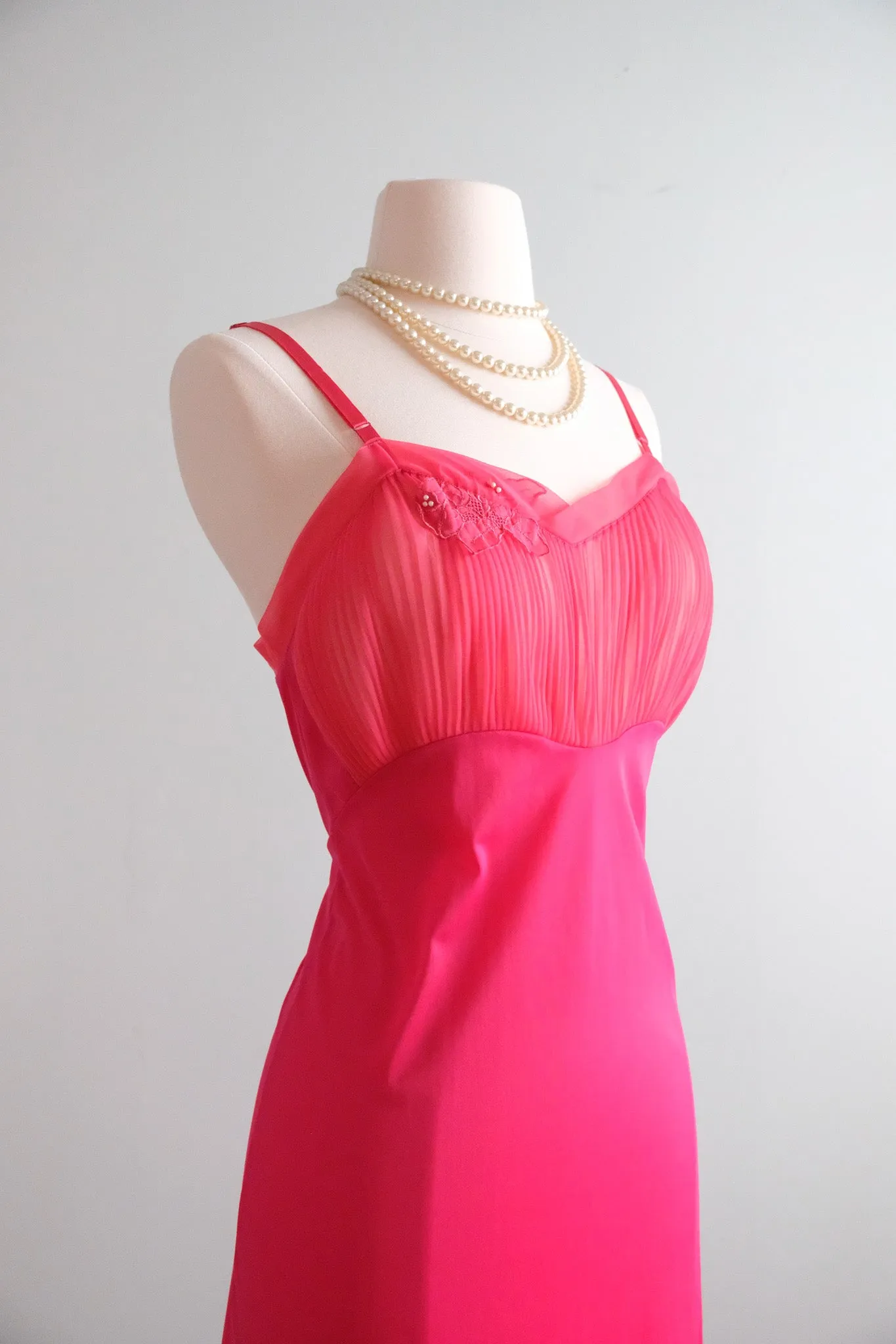 Darling 1950's Hot Pink Vintage Slip Dress / Sz S