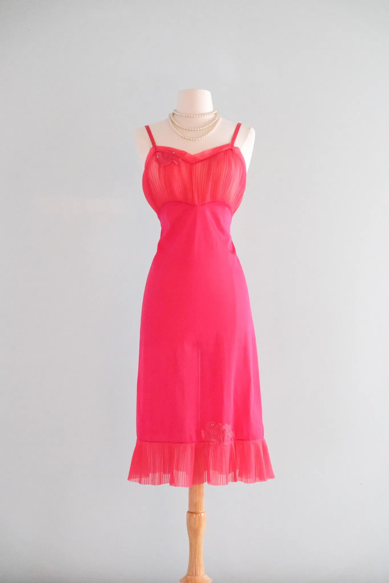 Darling 1950's Hot Pink Vintage Slip Dress / Sz S