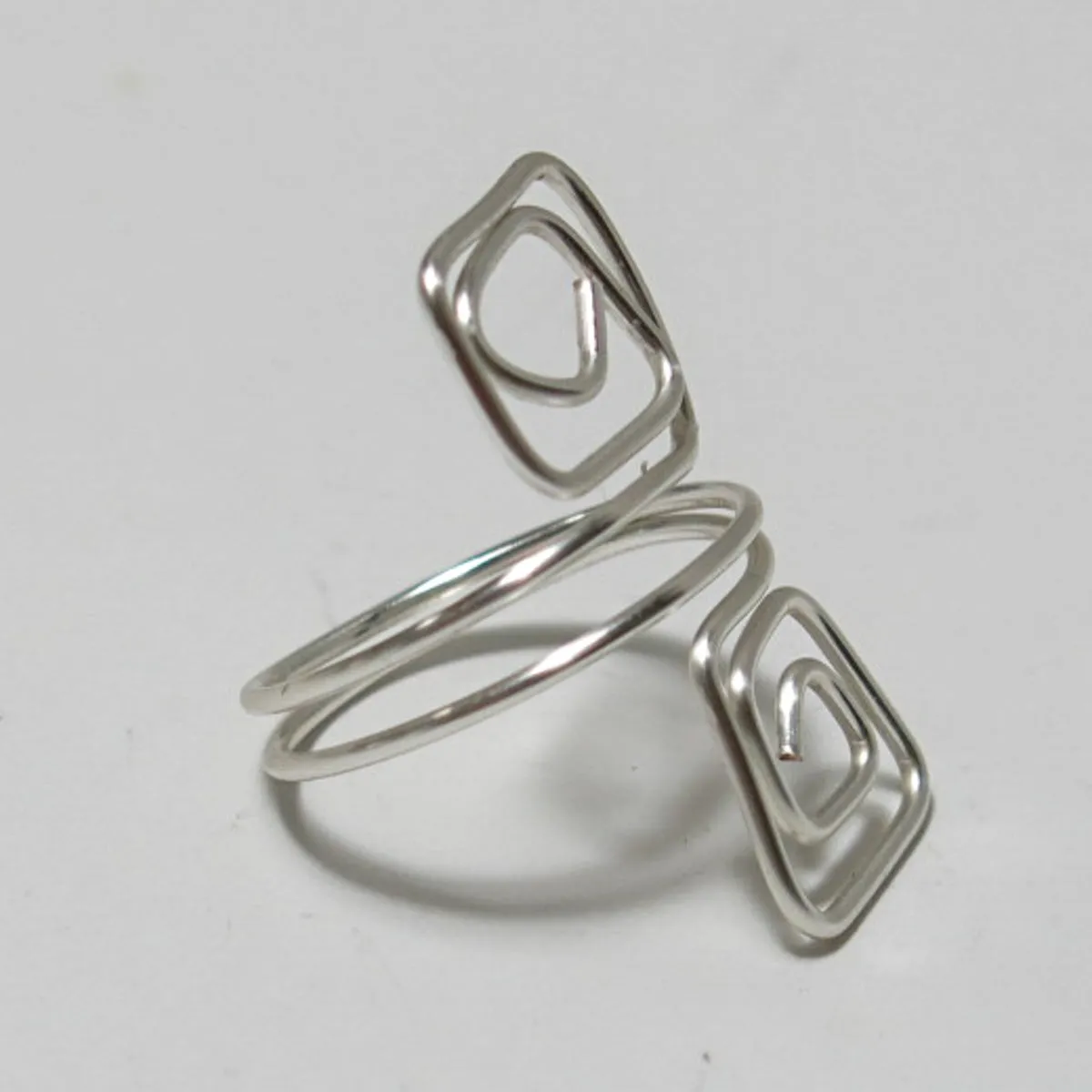 Double Squares Adjustable Wire Ring