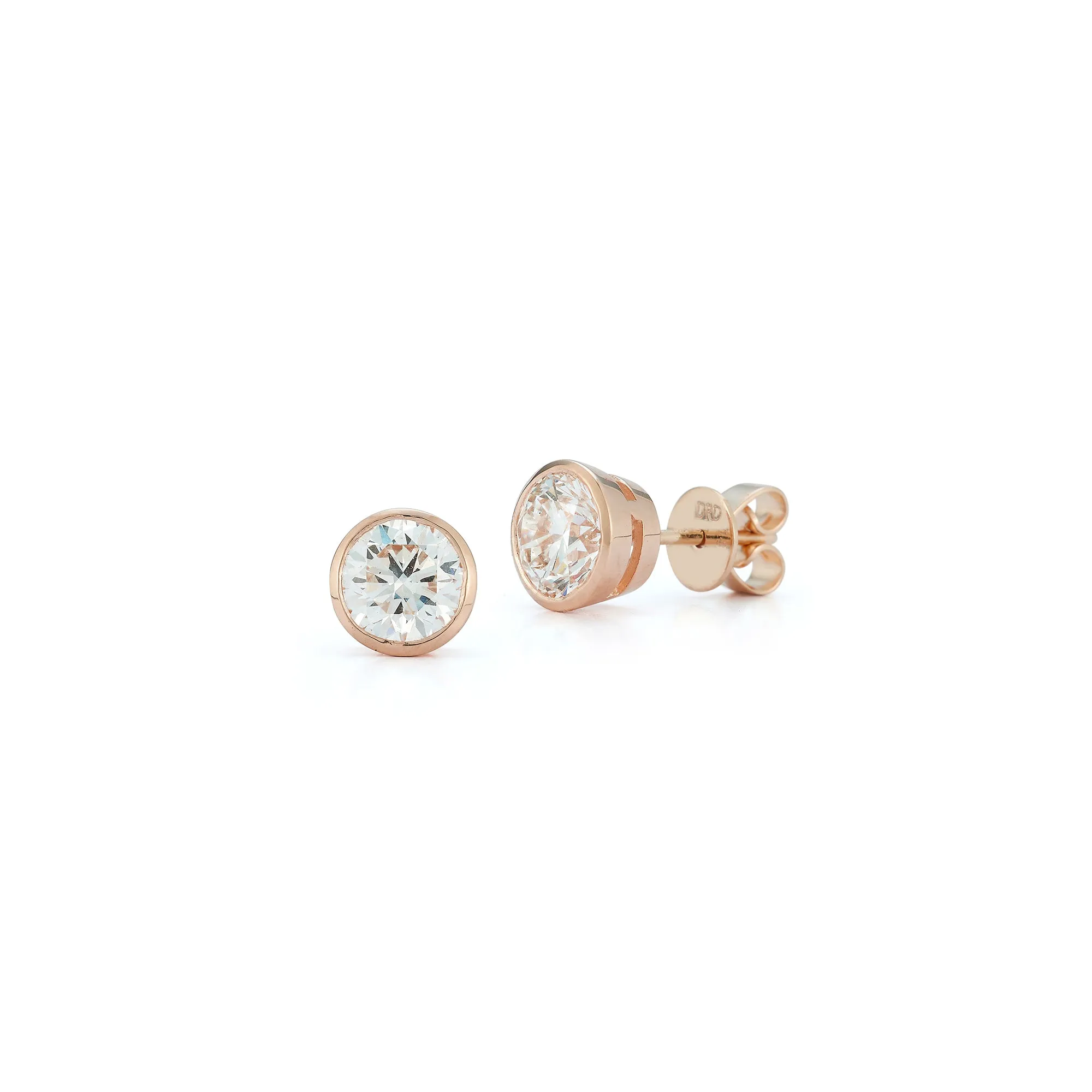 DRD Round Bezel Set Solitaire Studs 1.80 Ct. Total Weight