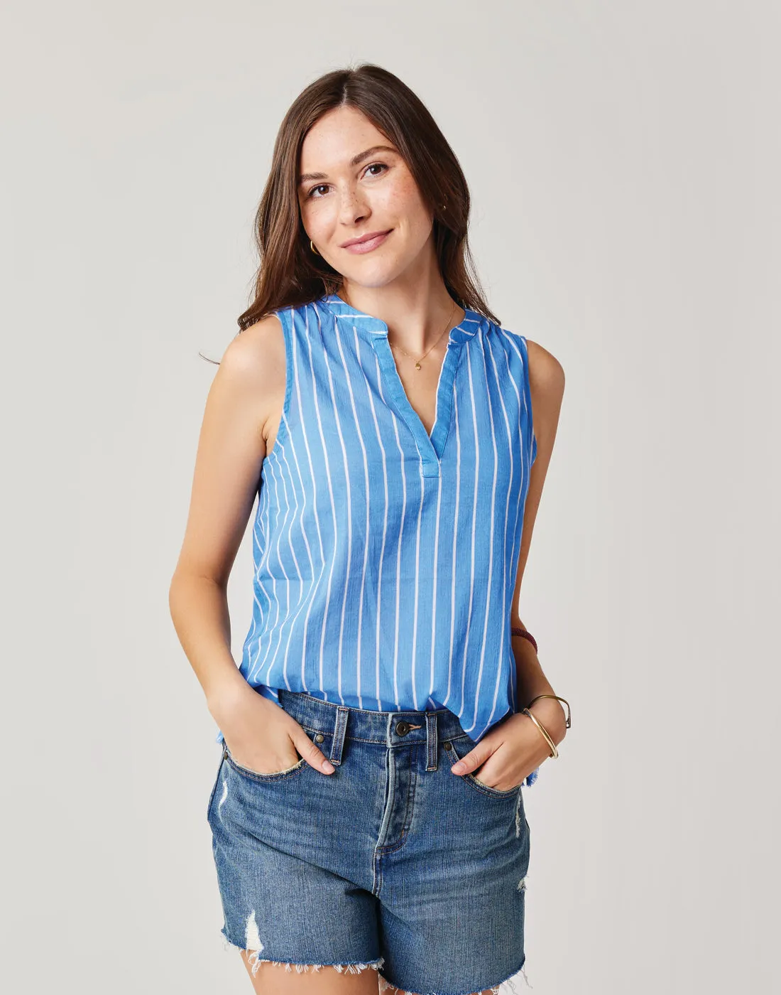 Dylan Tank: Bluebay Stripe