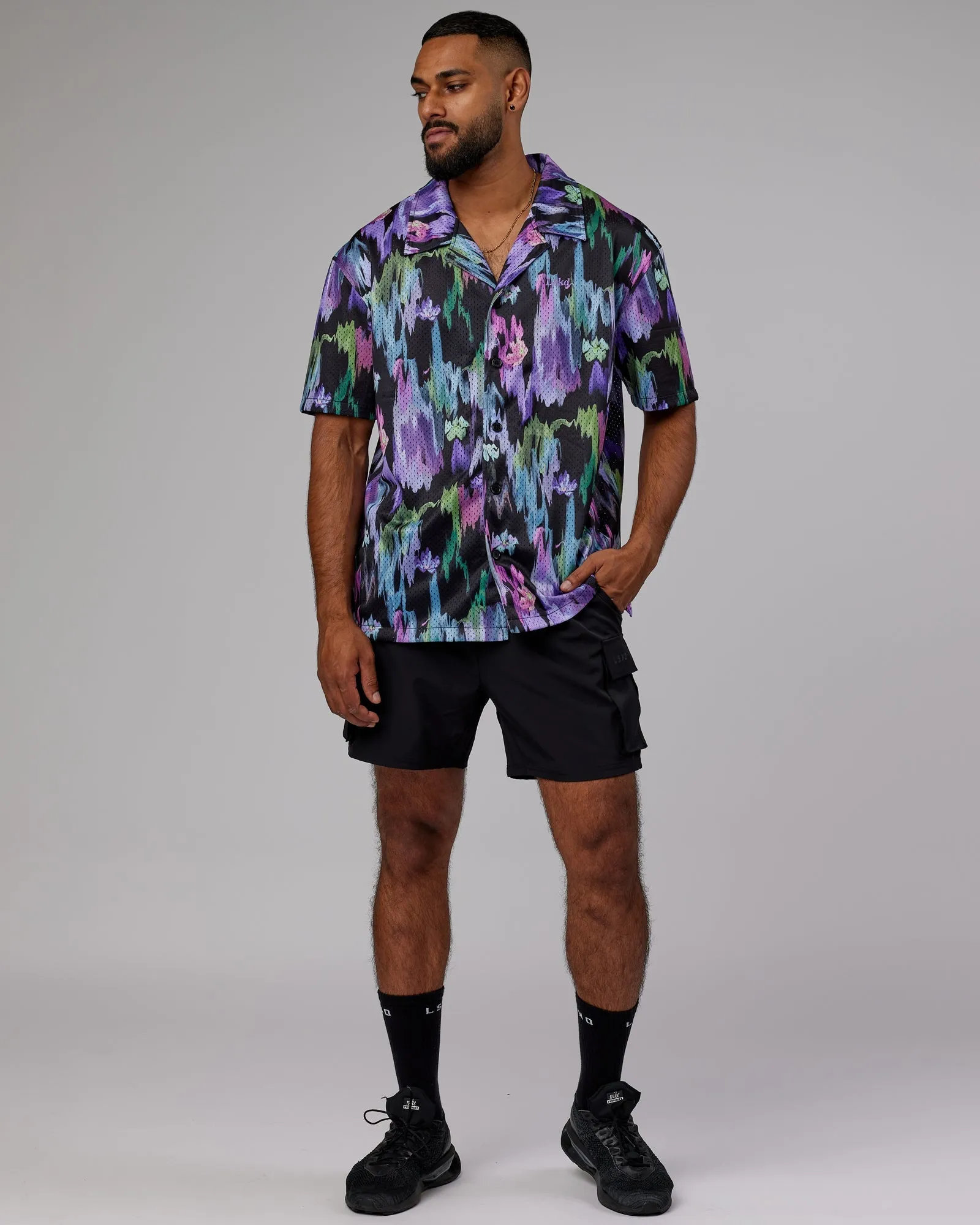 Expression Short Sleeve Mesh Shirt - Hyper Floral Black