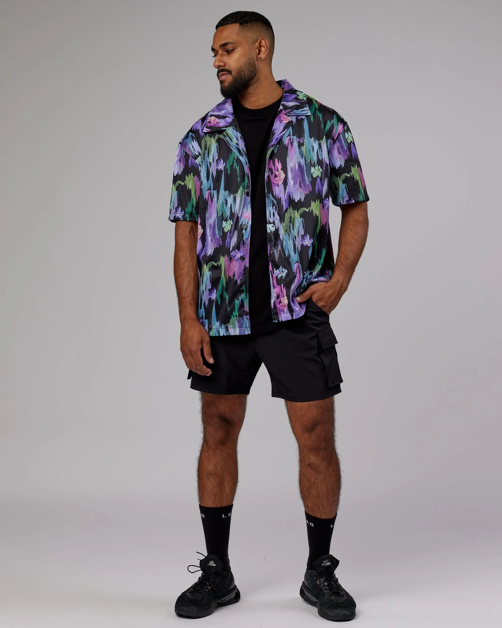 Expression Short Sleeve Mesh Shirt - Hyper Floral Black