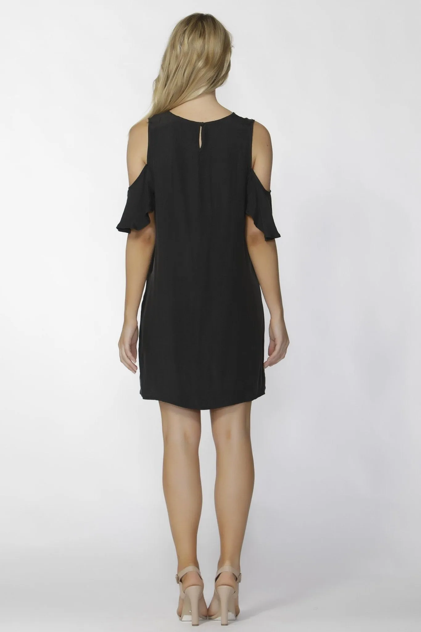 Fate   Becker Darinna Cold Shoulder Dress in Black Antique