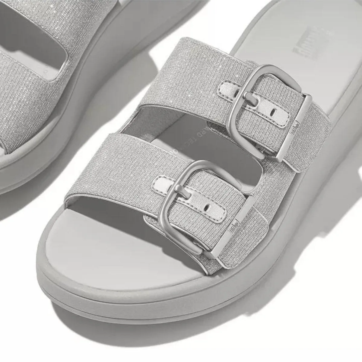 FitFlop Women's F-Mode Buckle Shimmer Silver