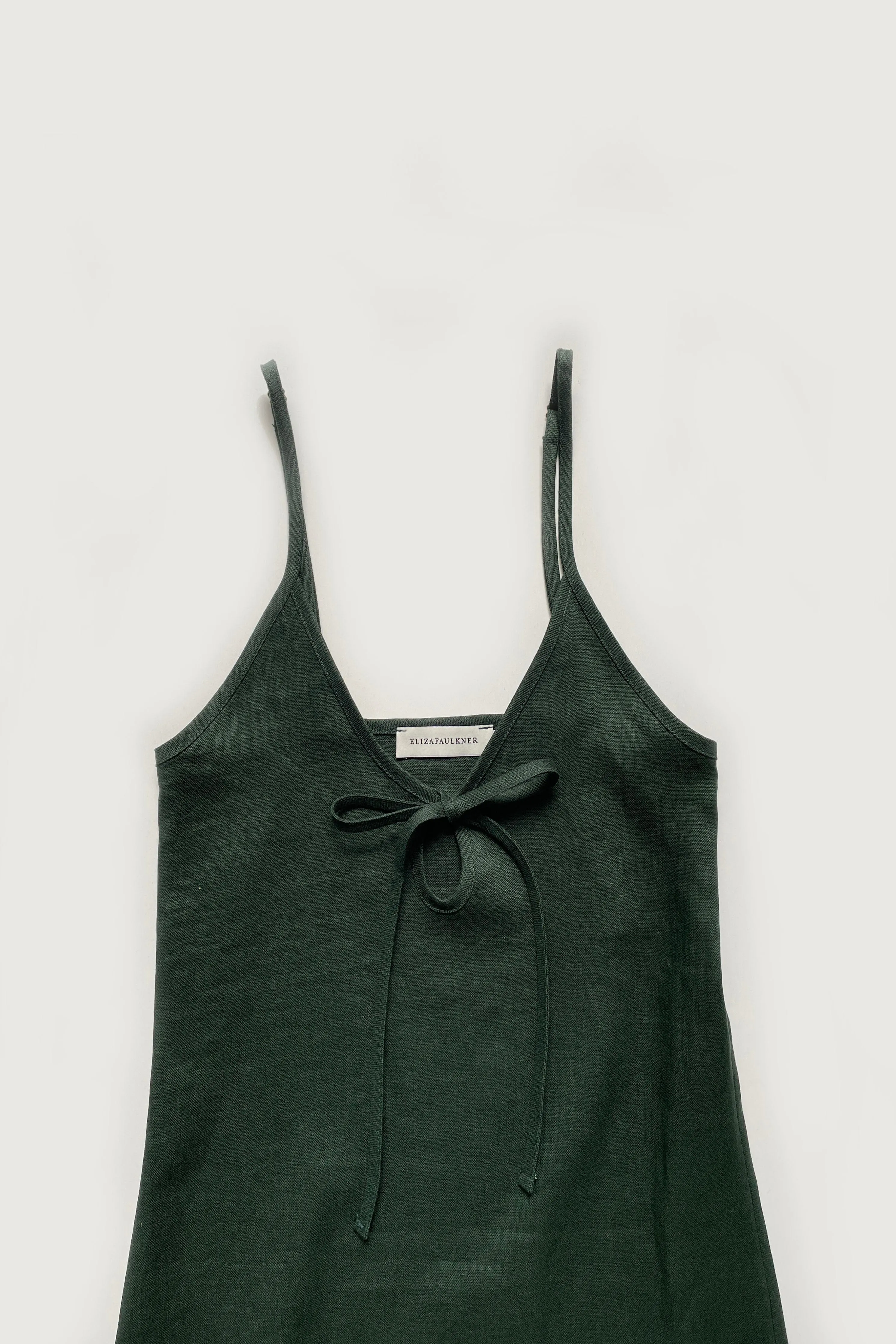 Forest Green Linen Slip Dress