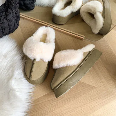 Furry Chunky Platform Slippers