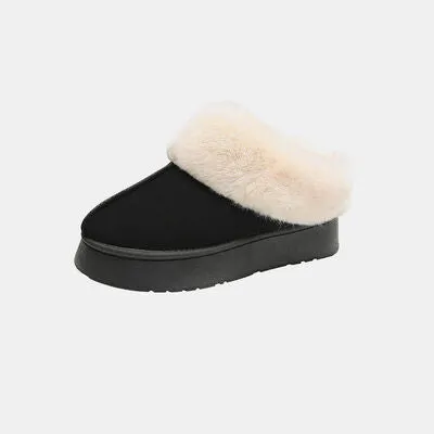 Furry Chunky Platform Slippers