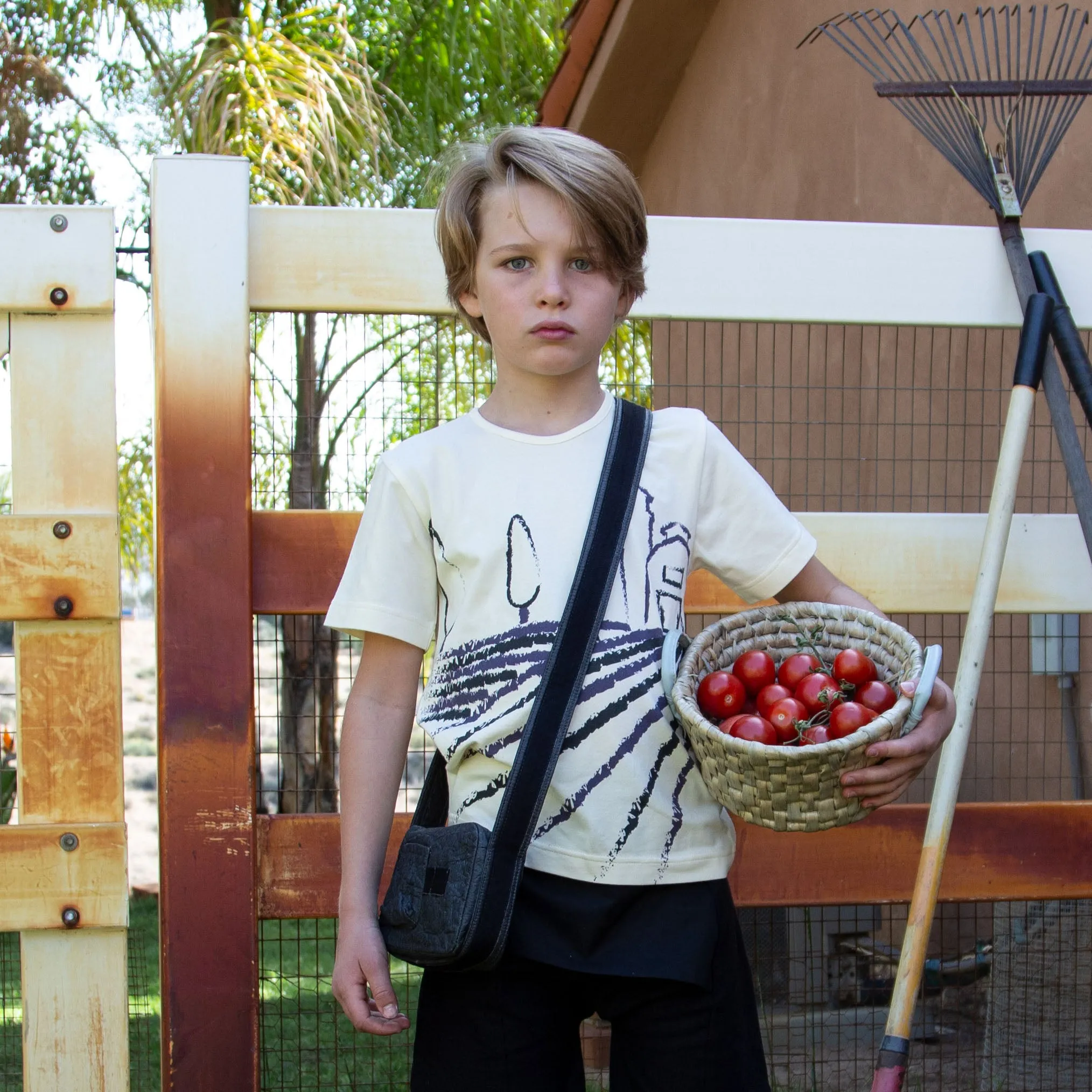 Gebroken wit T-shirt met korte mouwen en Toscaanse print 