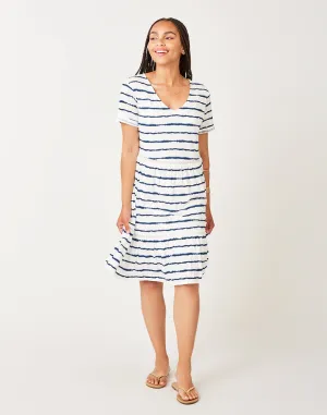 Gemma Dress: Navy Tie Dye Stripe - FINAL SALE