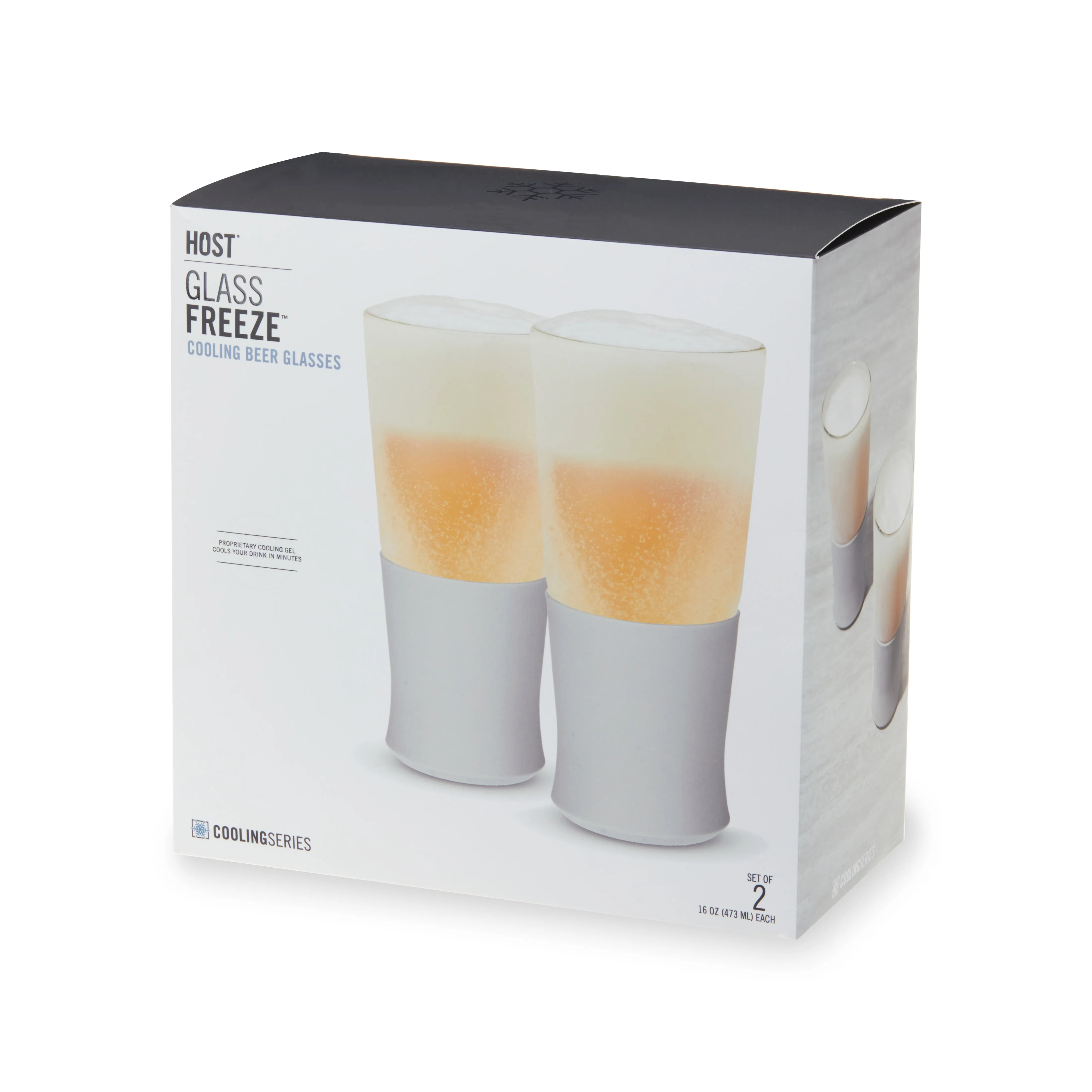 Glass Beer FREEZE™ Cooling Cups in Gray, Set of 2